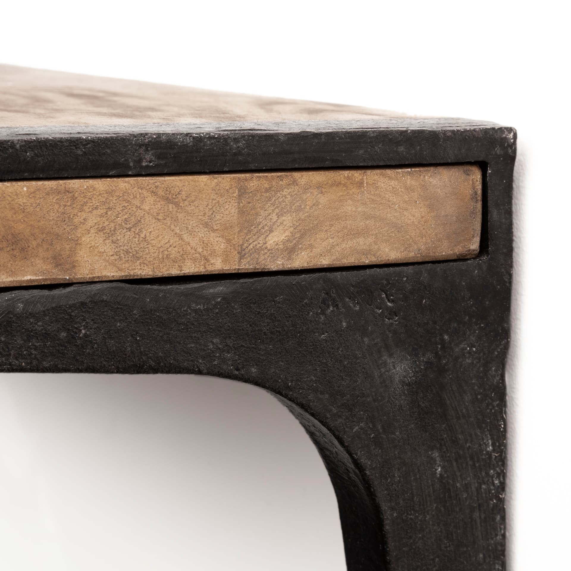 Dion I 58.0L x 11.0W x 11.0H Brown Wood W/Black Metal Wall Shelf — product photograph