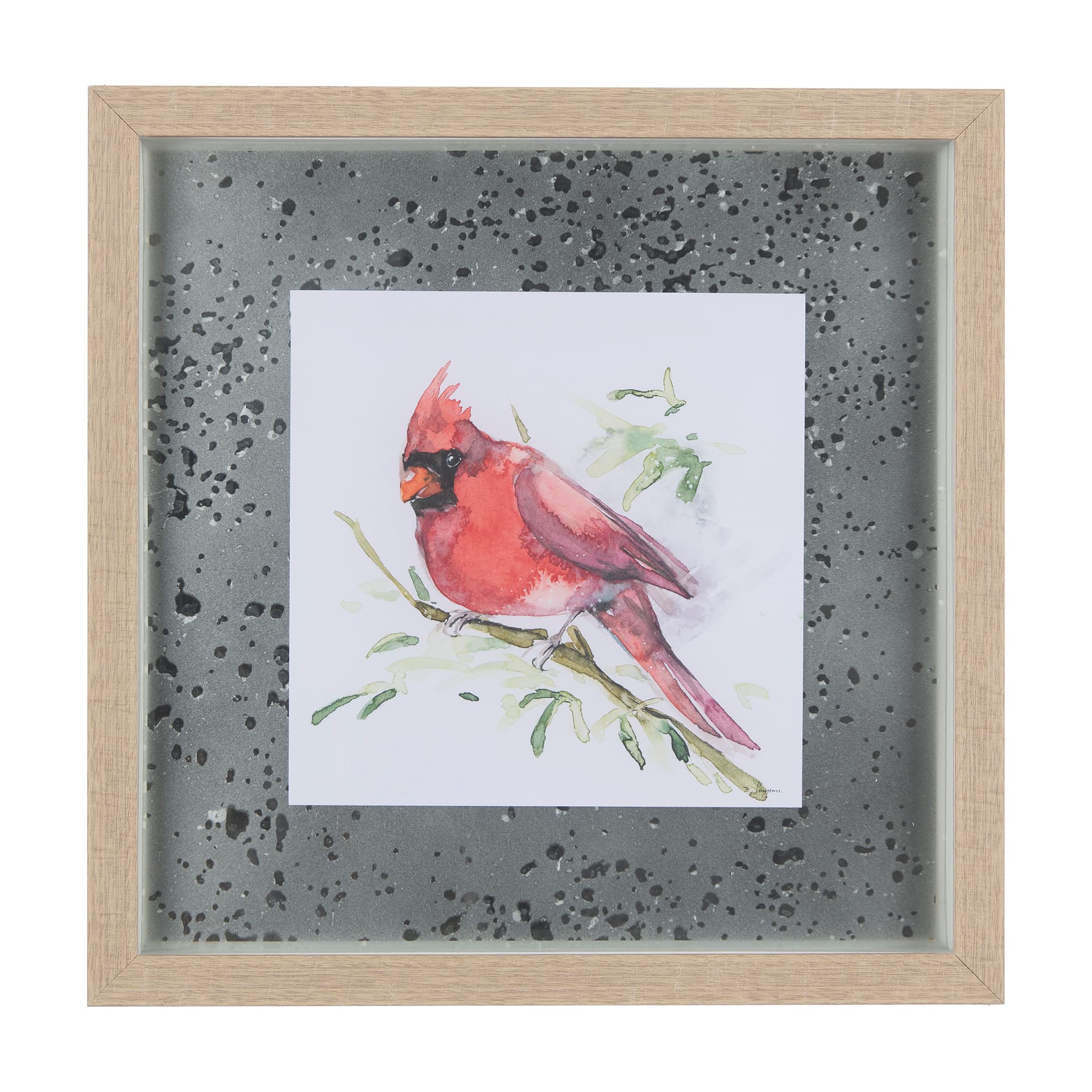 Cardinal III by Mercana Studio a Hand Embellished Textured Framed Art Print Matted under Glass — product photograph