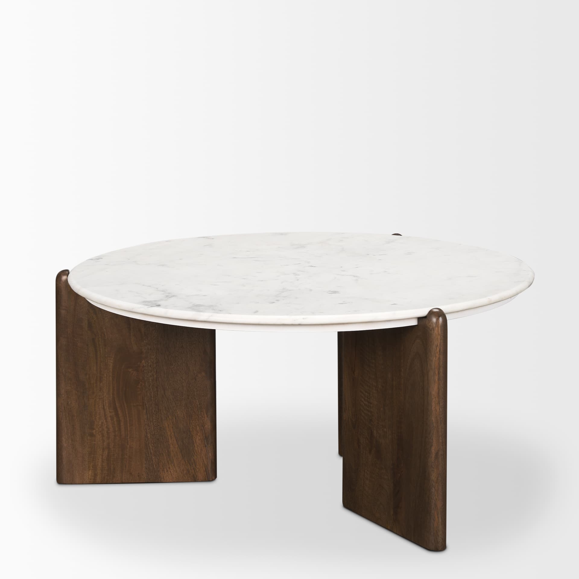 Rumer Dark Brown Wood w/ White Marble Coffee Table — product photograph