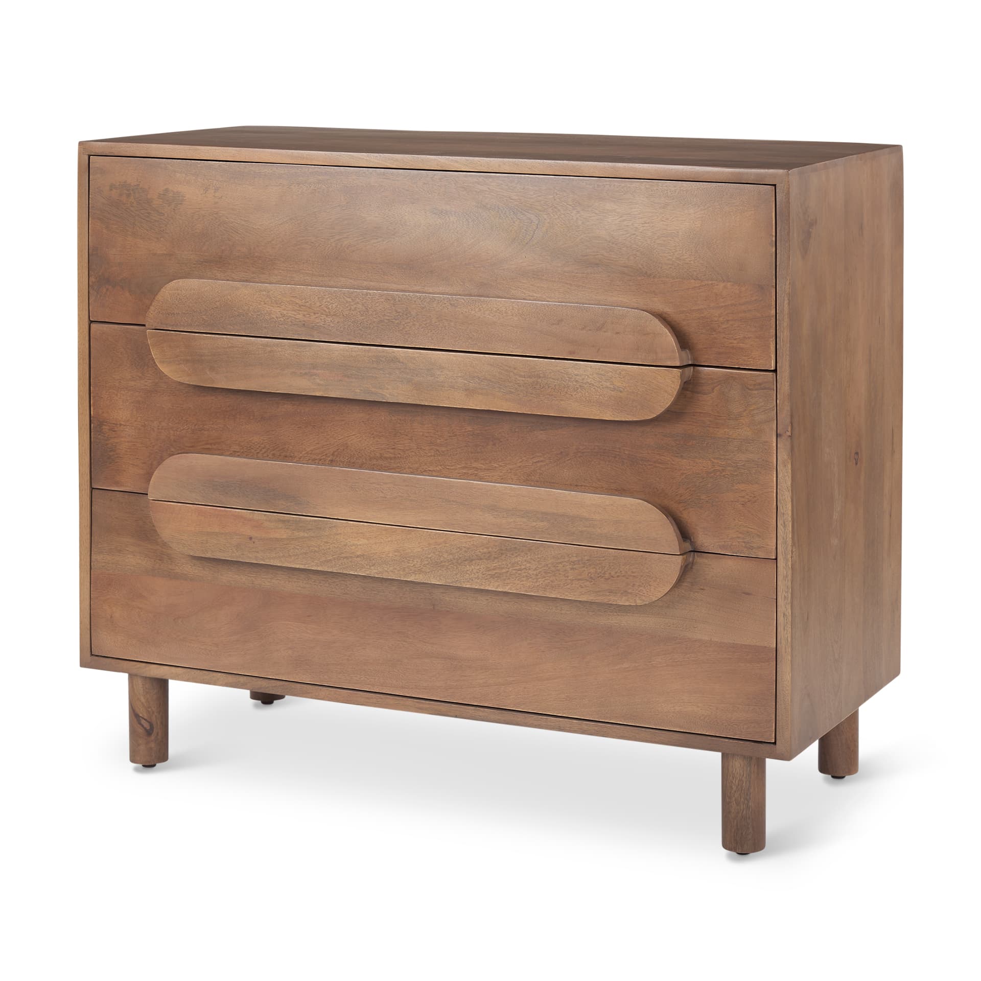 Astrid 36L x 17W x 30.3H Medium Brown Solid Wood 3 Drawer Cabinet — product photograph