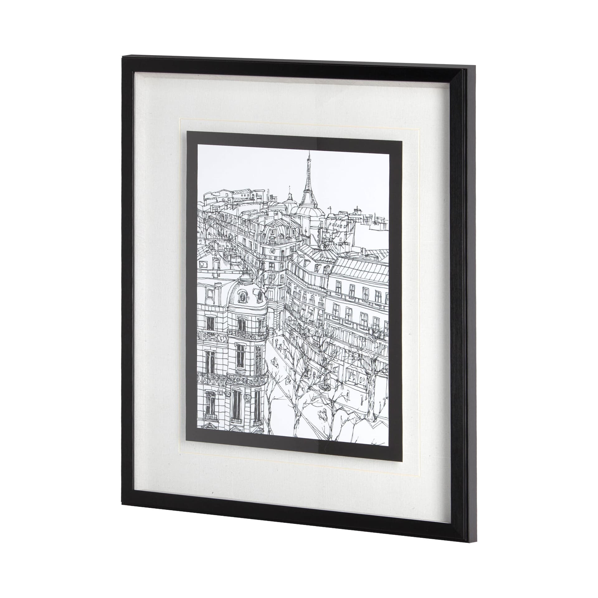 B&W City Scene IX by Melissa Wang a Hand Embellished Textured Framed Art Print Matted under Glass — product photograph