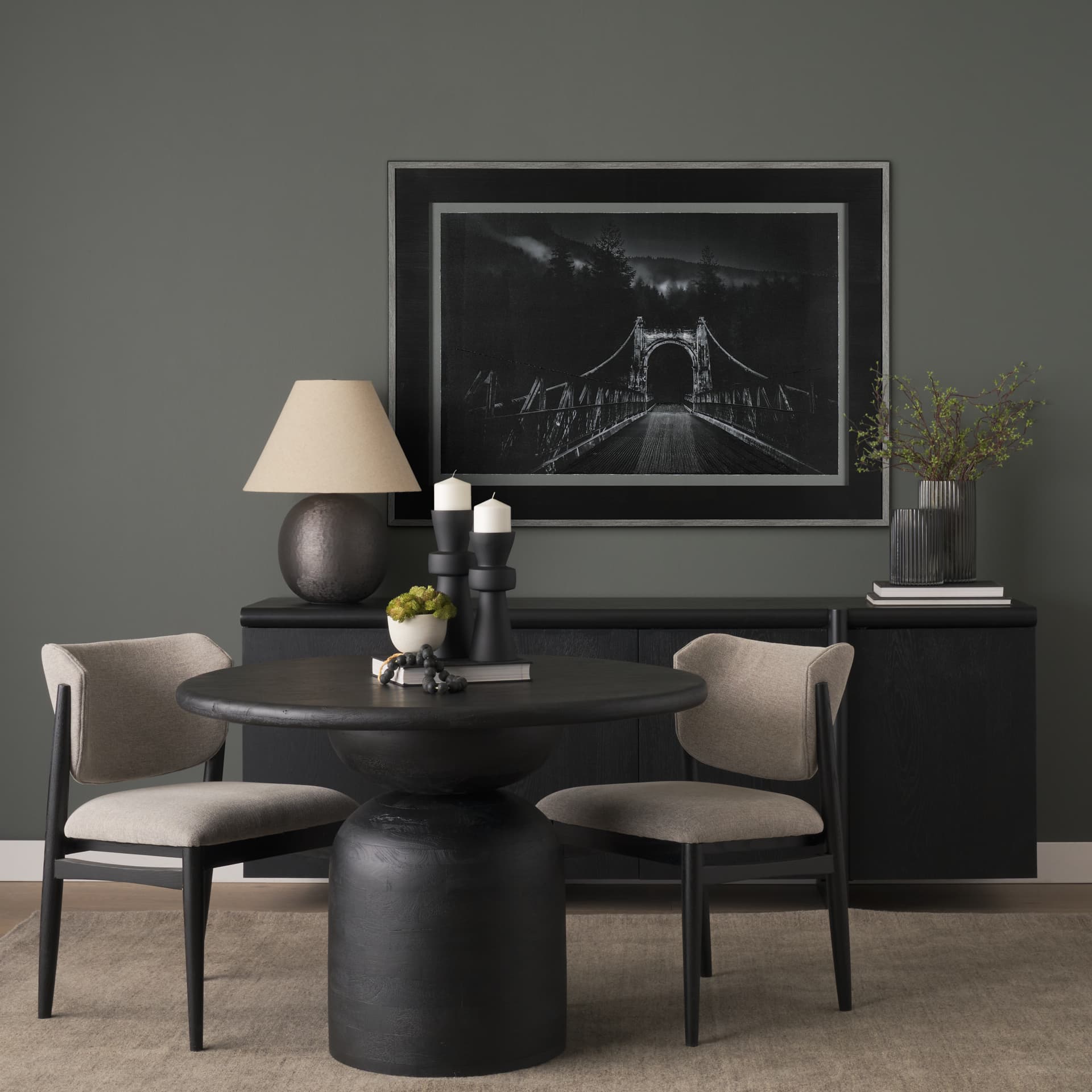 Alexandra Bridge by Chad Mackay a Hand Embellished Textured Framed Photo Art Print Matted under Glas — in a styled room