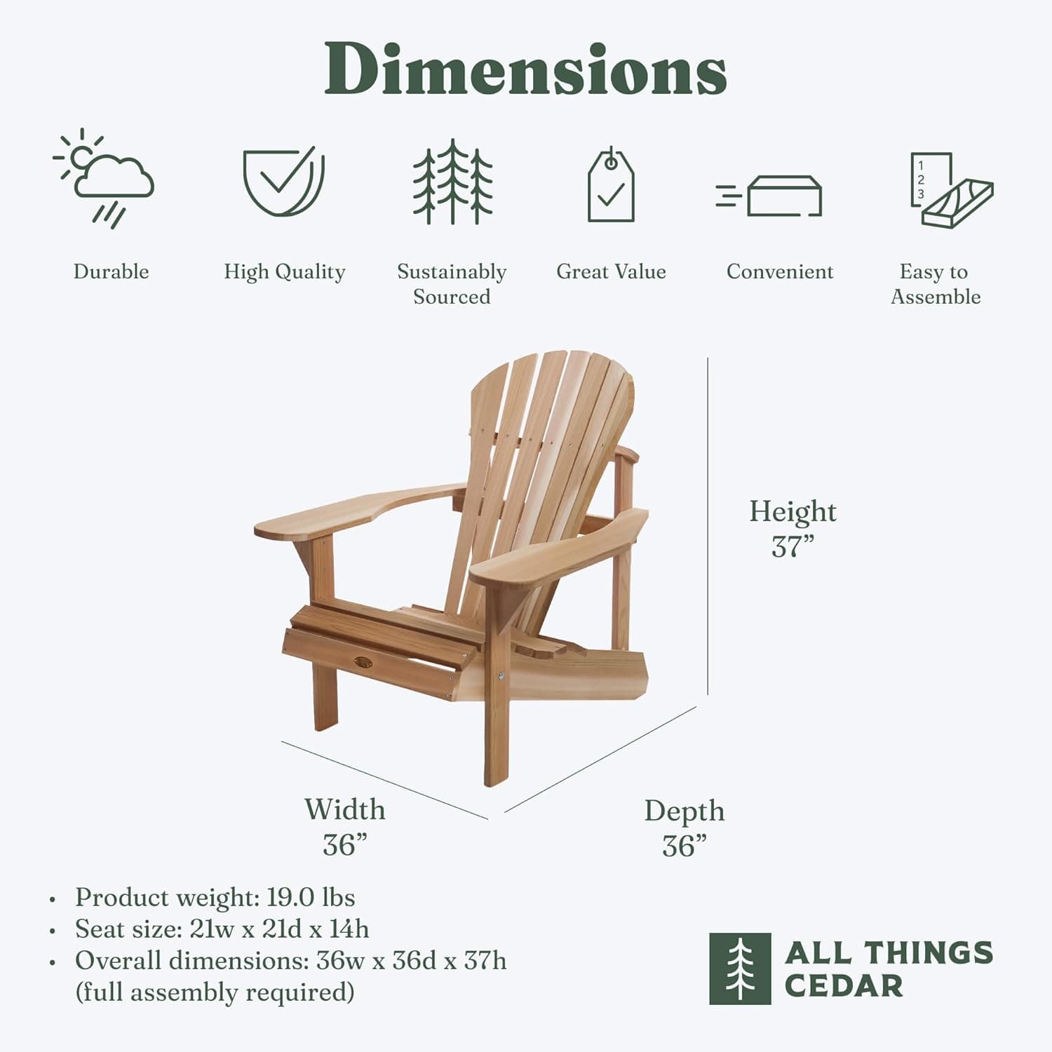 Athena Adirondack Chair — product photograph