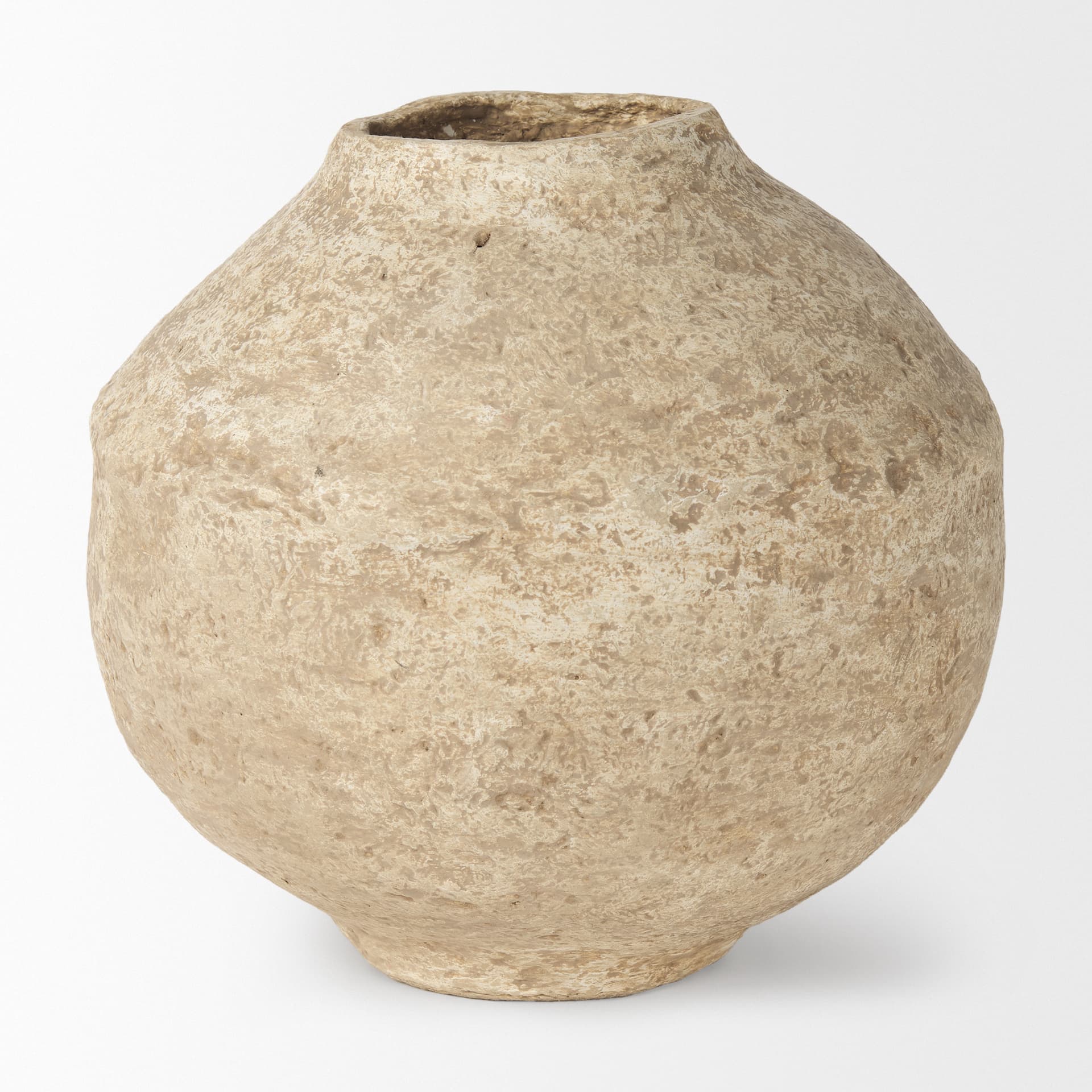 Ritu Large Beige Paper Mache Pot Vase — product photograph