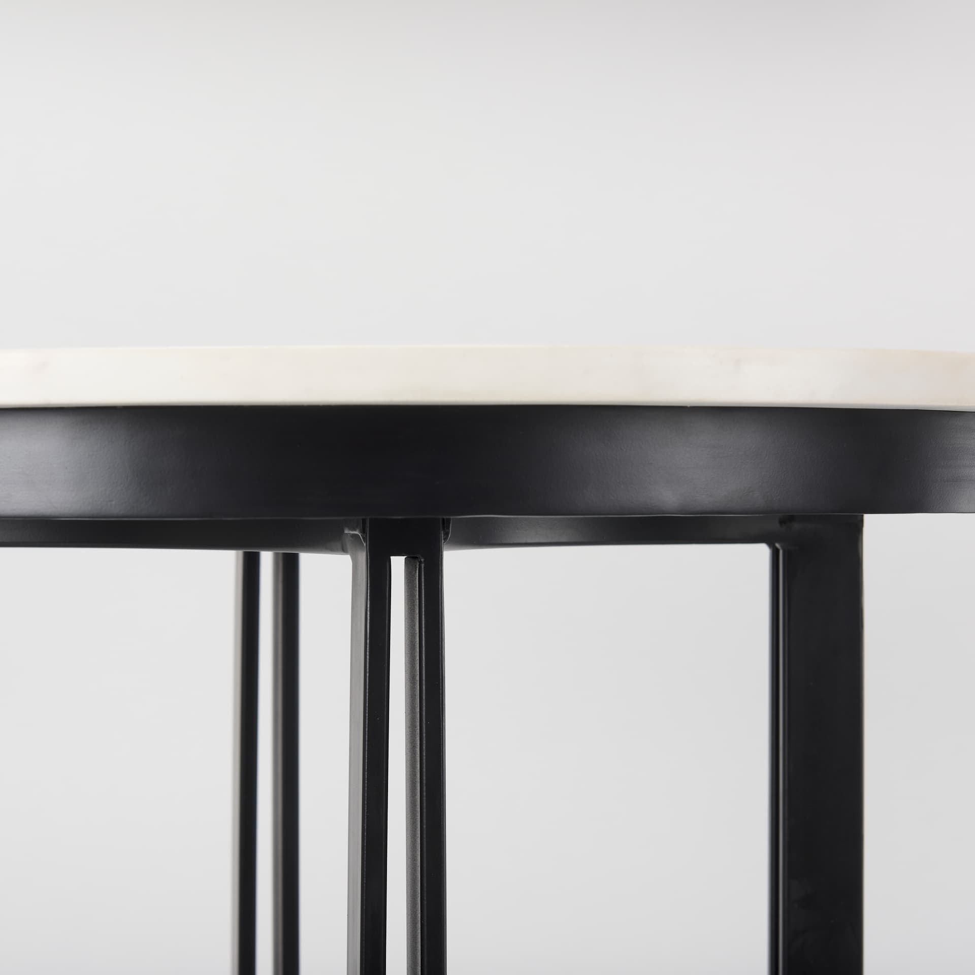 Tanner 32"L x 32"W Pedestal Dining Table | White Marble & Black Metal | Seats 2 — product photograph