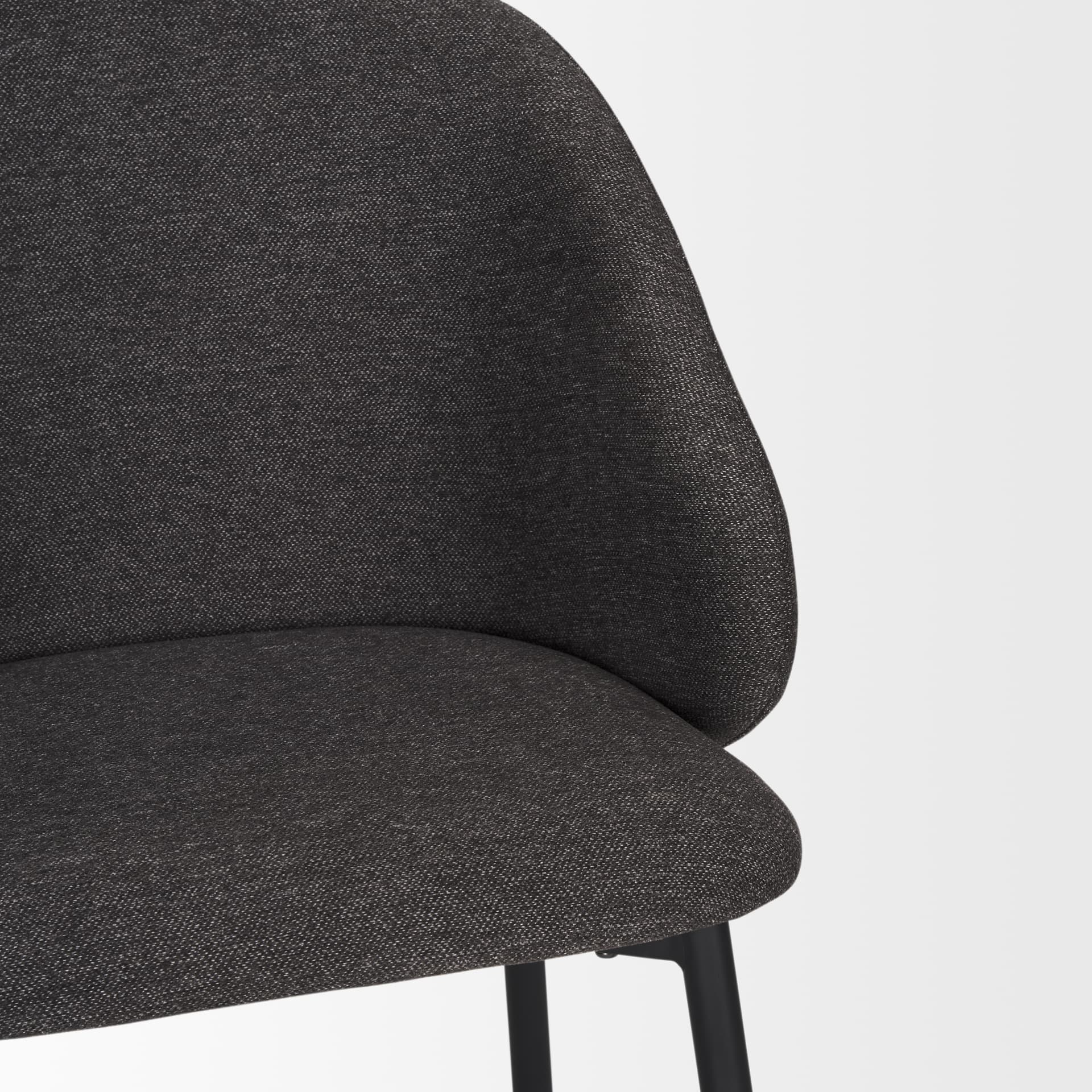 Shannon Contoured Back Dining Side Chair | Gray Fabric w/ Metal — product photograph