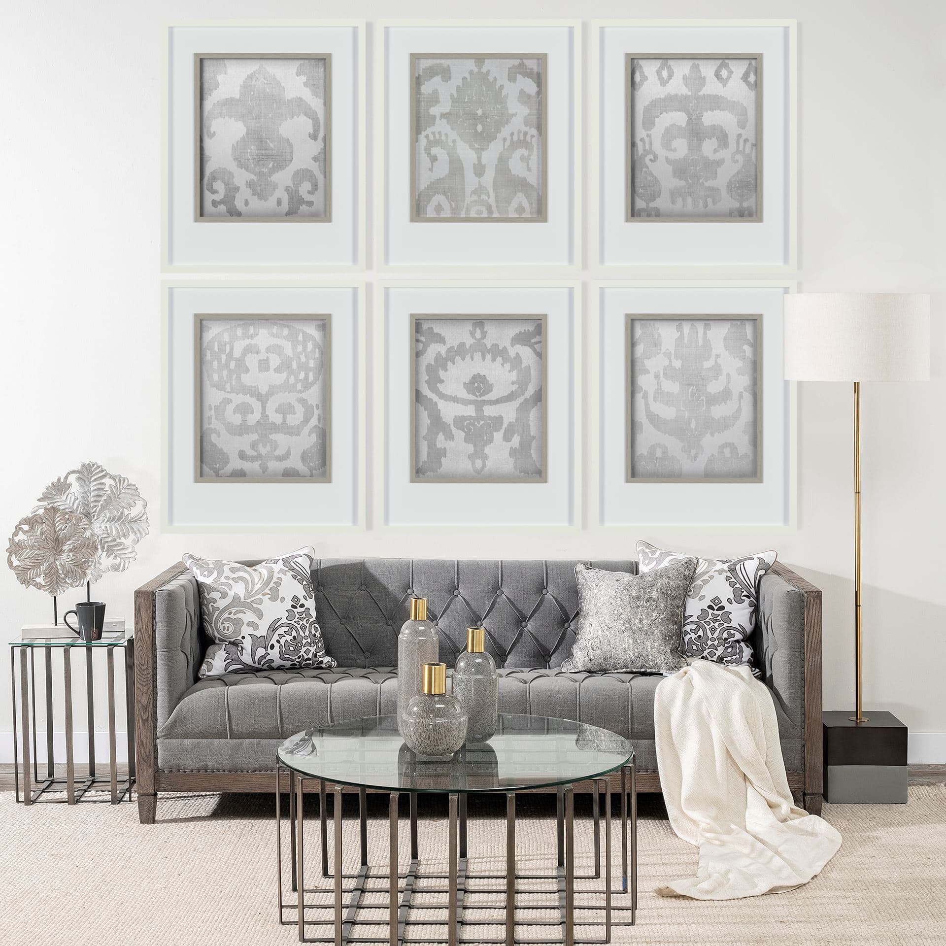 Shadow Ikat II by Chariklia Zarris a Hand Embellished Textured Framed Art Print Matted under Glass — product photograph