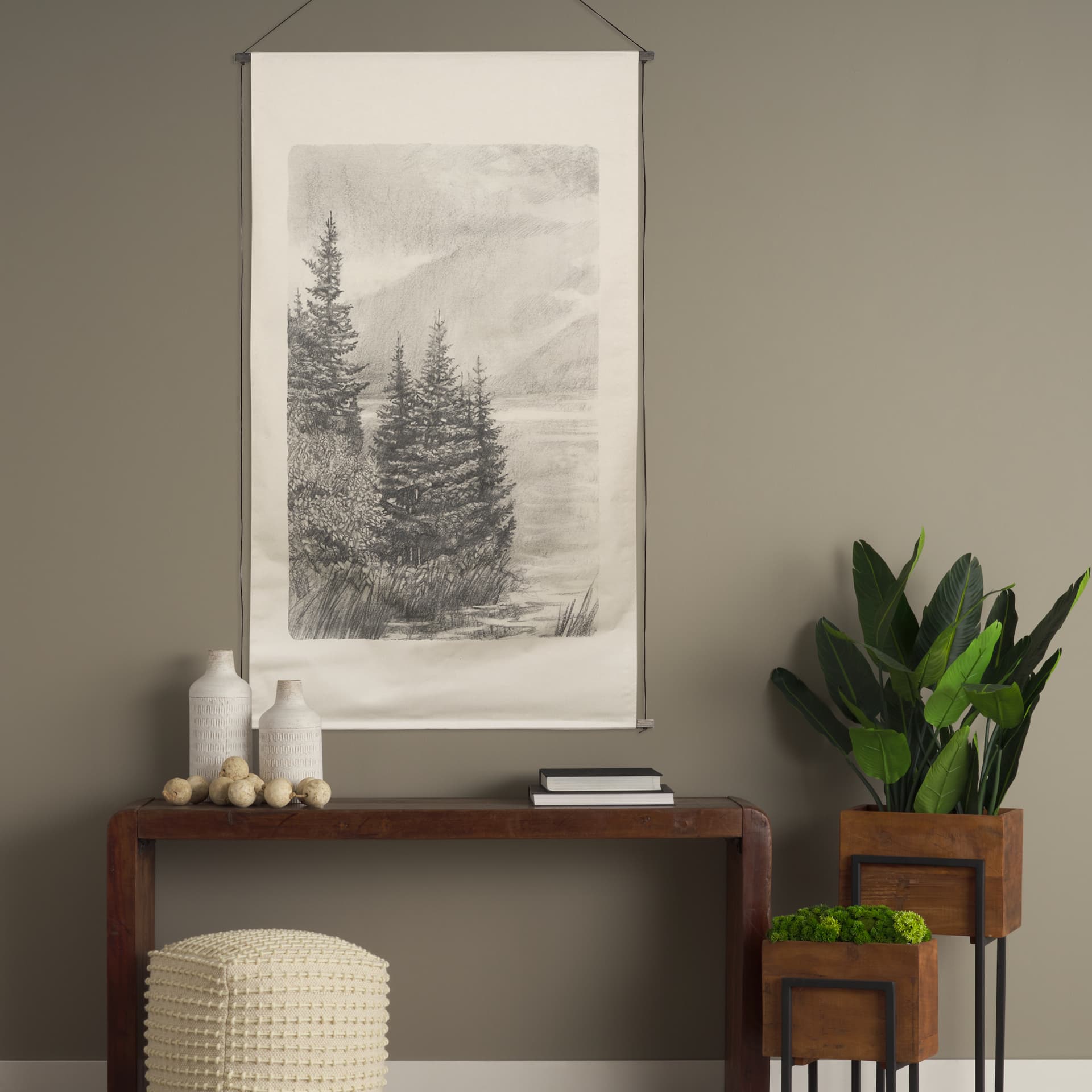 Northern Forest I by Mercana Studio a Hand Embelished Textured Framed Art Print — in a styled room