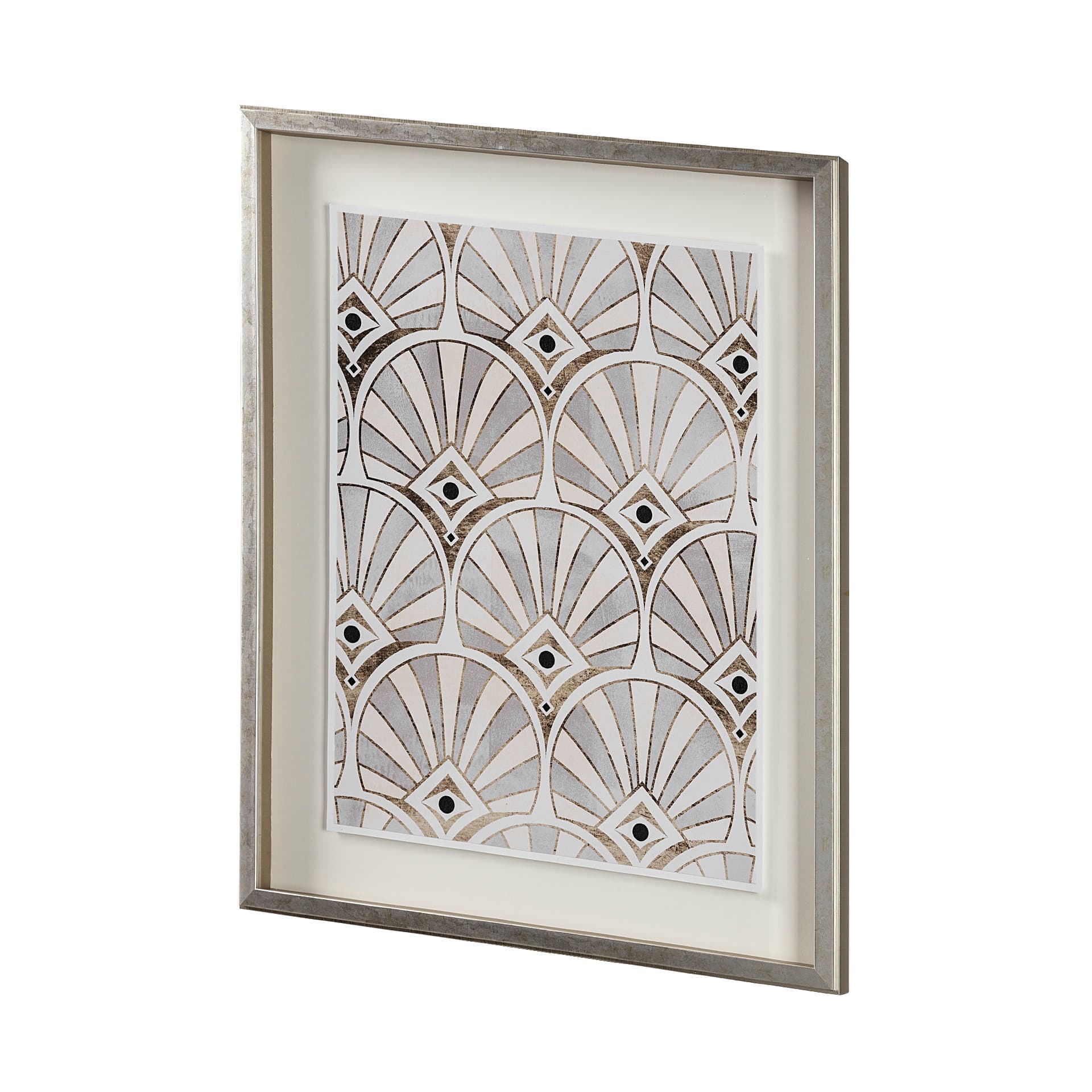 Deco Patterning I by Victoria Barnes a Hand Embellished Textured Framed Art Print Matted under Glass — product photograph