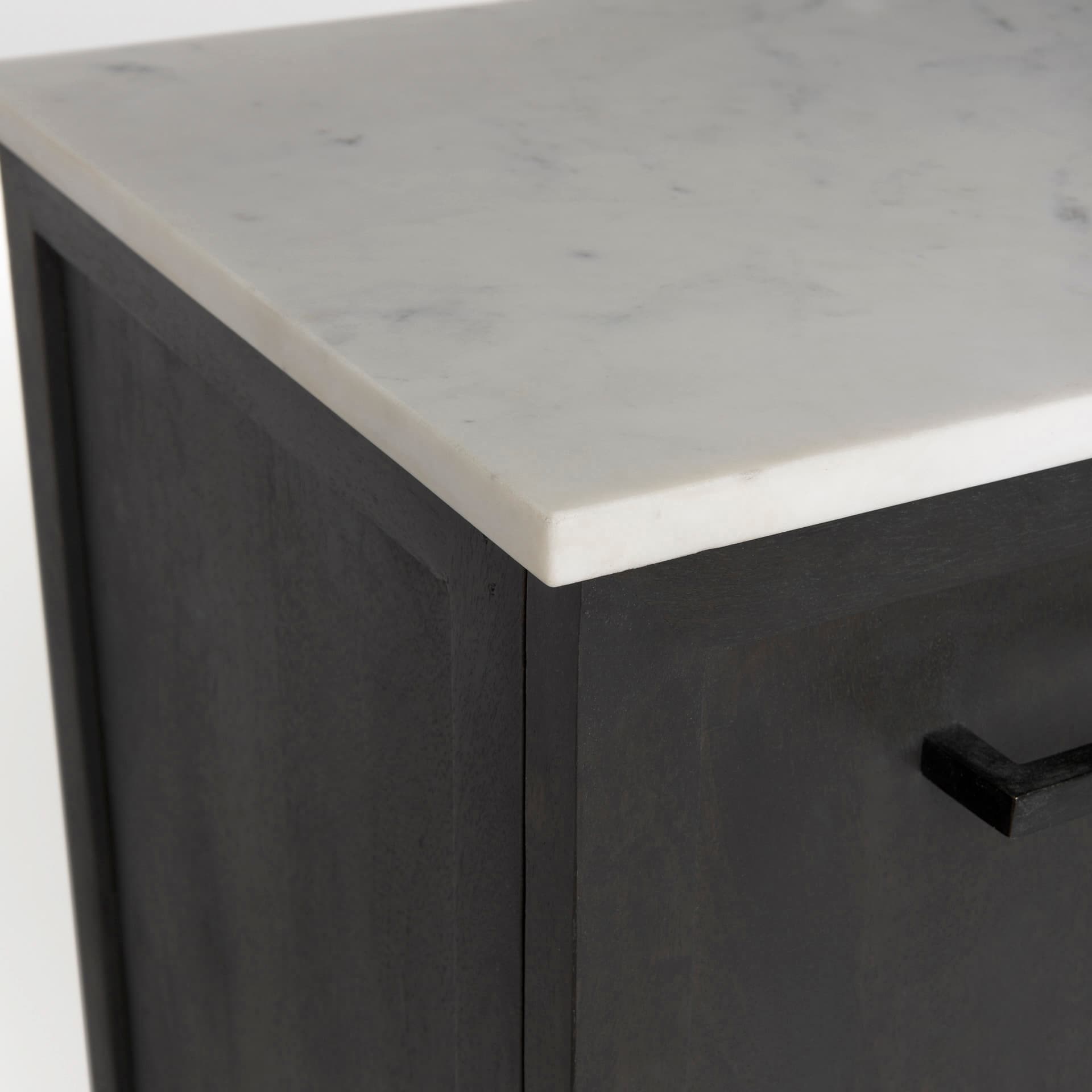 Divina Black-Brown Wood w/ White Marble Top and Black Metal Base Sideboard — product photograph
