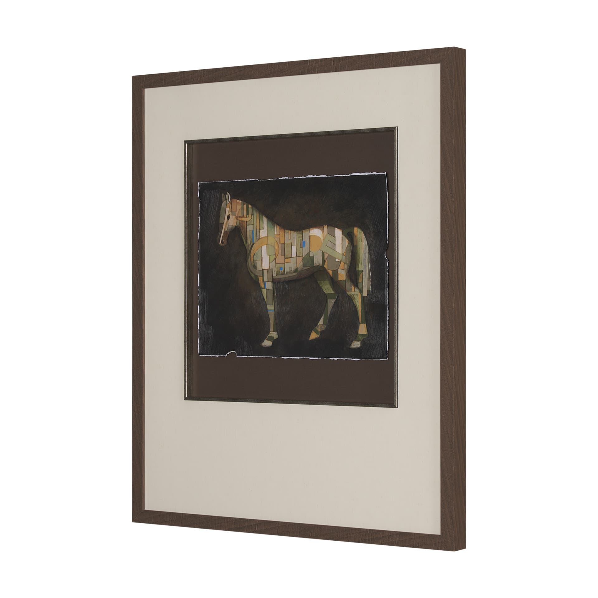 Mosaic Horse III by Mercana Studio a Hand Embellished Framed Art Print Matted under Glass — product photograph