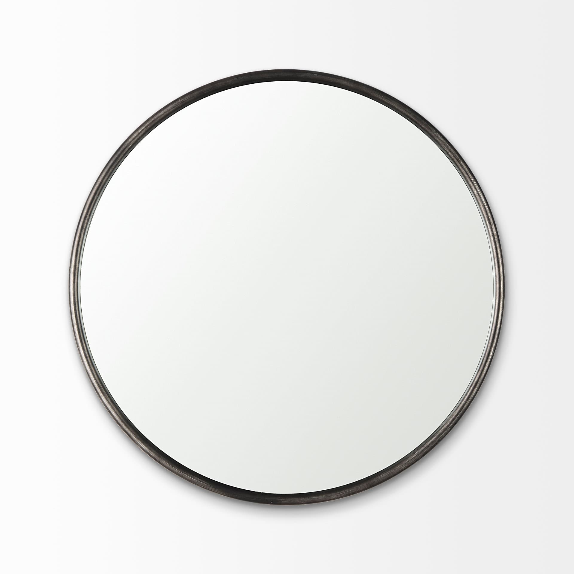 Piper 35.8L x 1.0W x 35.8H Small Black Metal Round Wall Mirror — product photograph