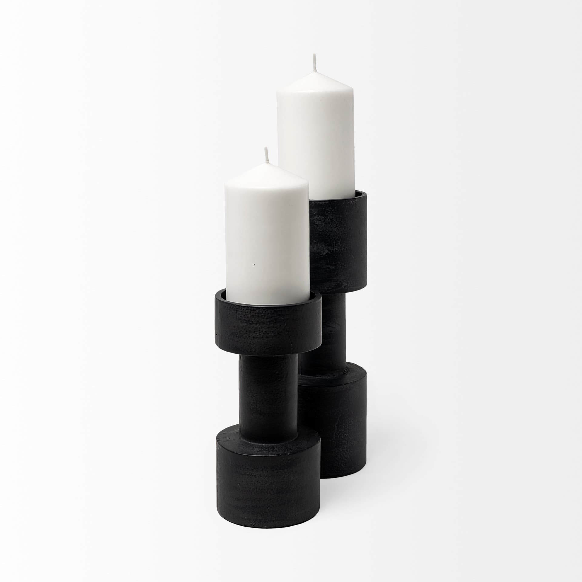 Bolton I 3.9L x 3.9W x 10.6H Black Metal Table Candle Holders — product photograph