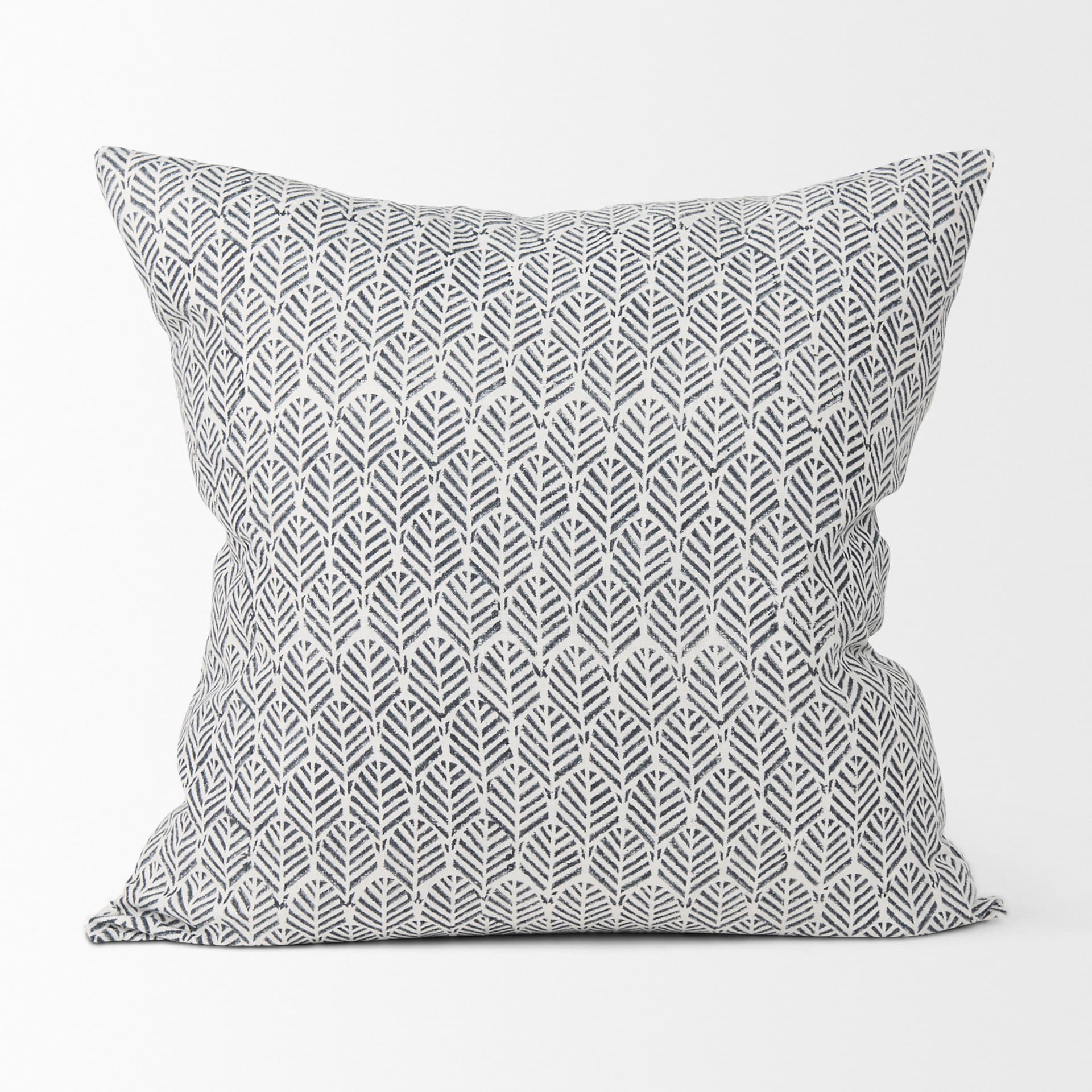 Jennelle 22x22 Cream w/ Indigo Print Linen Square Pillow Cover — product photograph