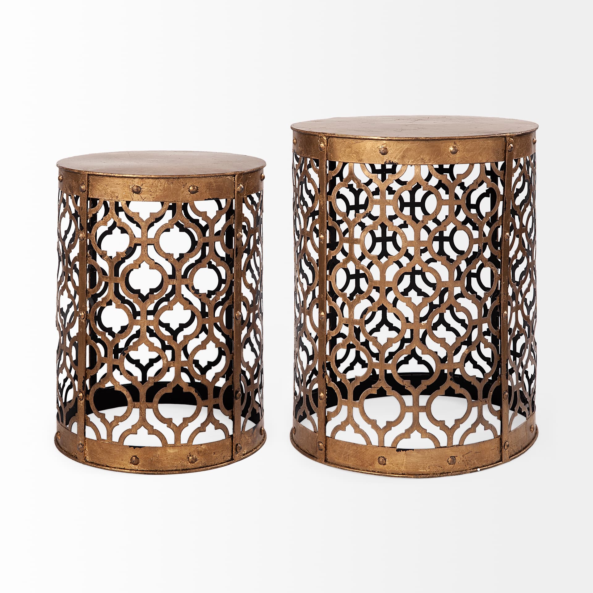 Rudebekia (Set of 2) 16L x 16W Gold Round Metal Accent Tables — product photograph