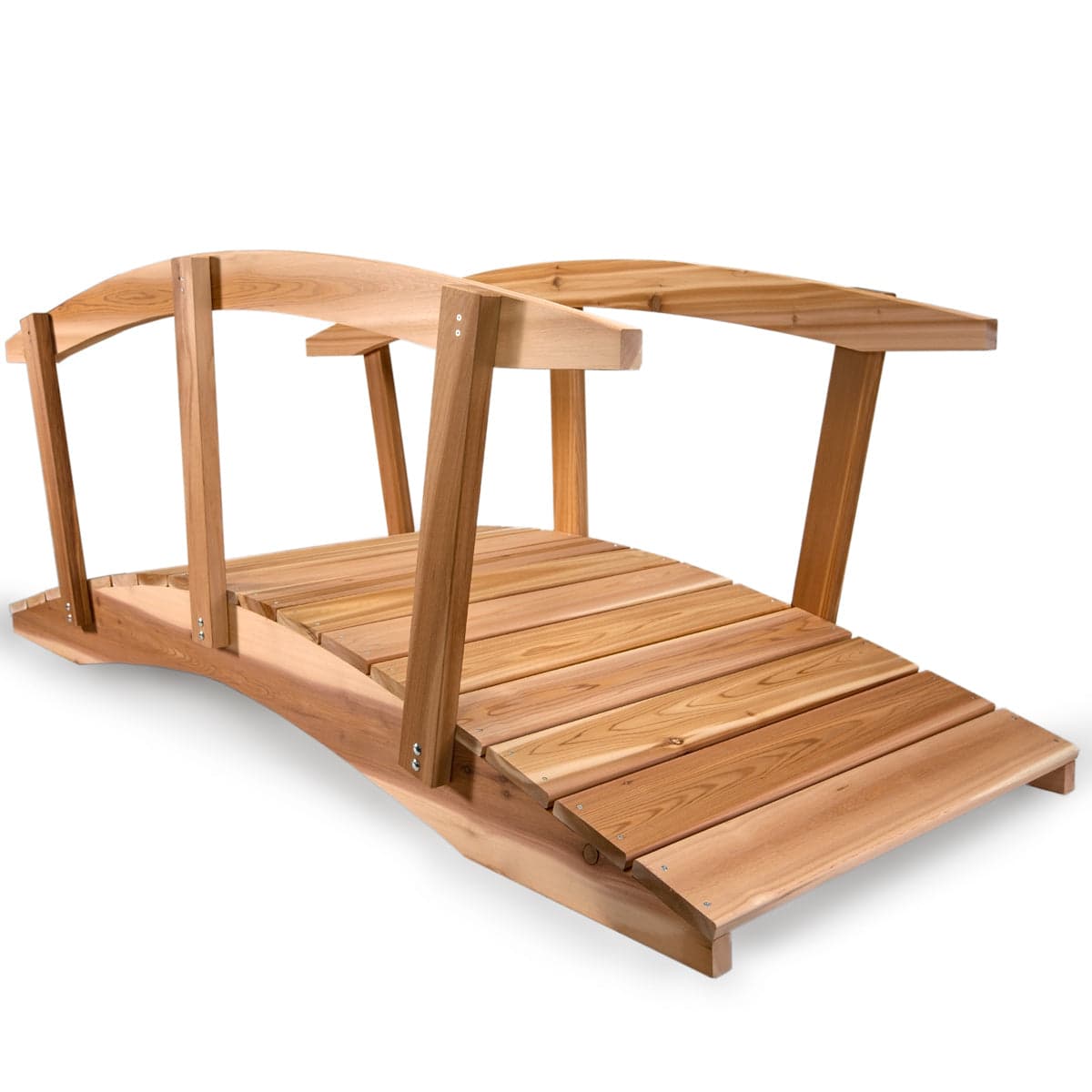 8-Ft Cedar Garden Bridge with Side Rails — product photograph