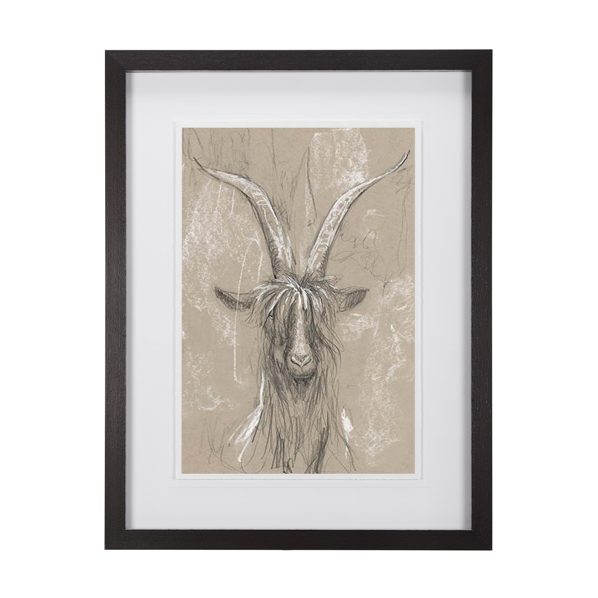 Sketch of Animal V (Goat) by Mercana Studio Hand Embellished Framed Art Print Matted under Glass — product photograph