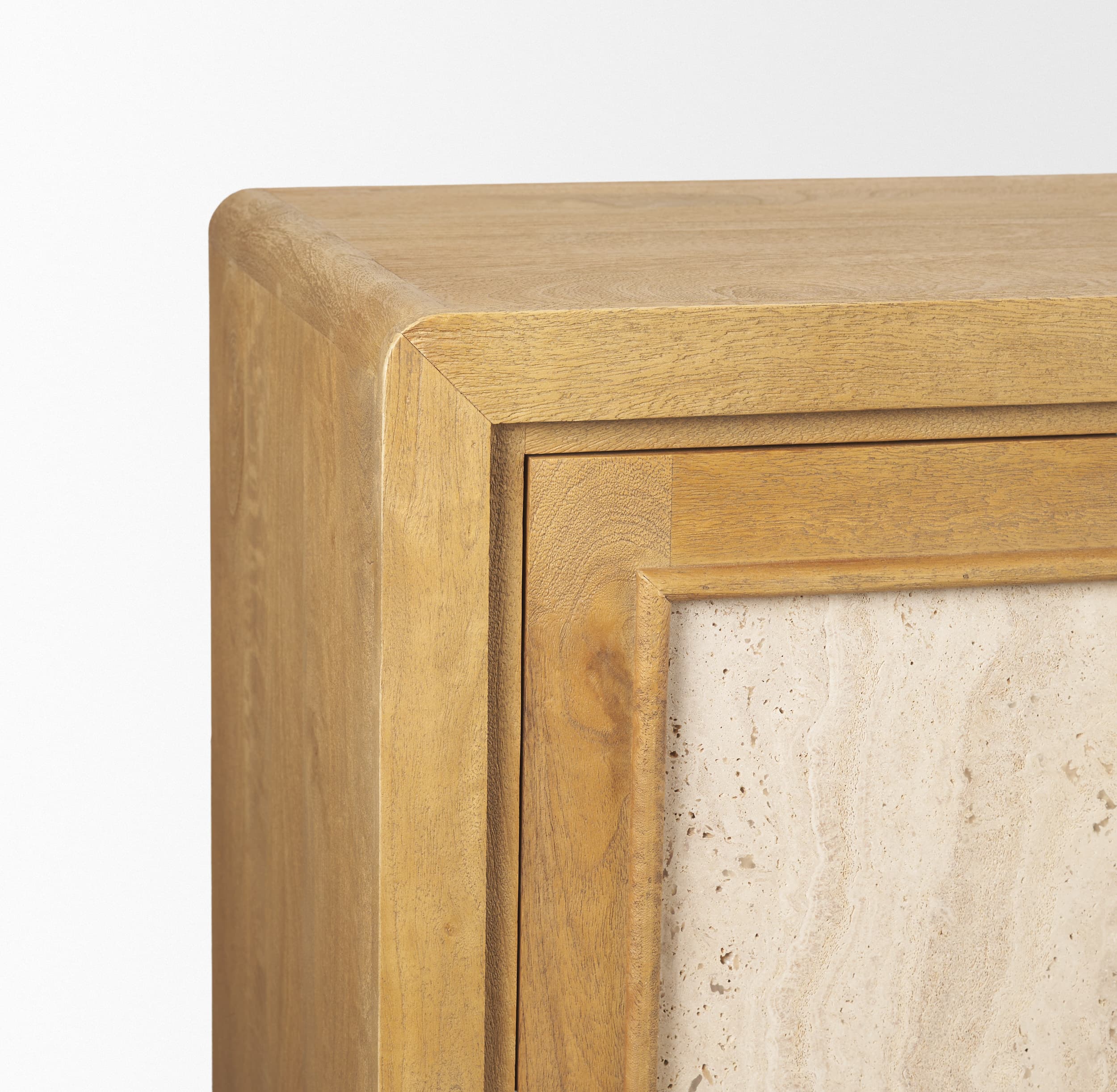 Valterra Light Brown Wood w/ Travertine 4 Door Sideboard — product photograph