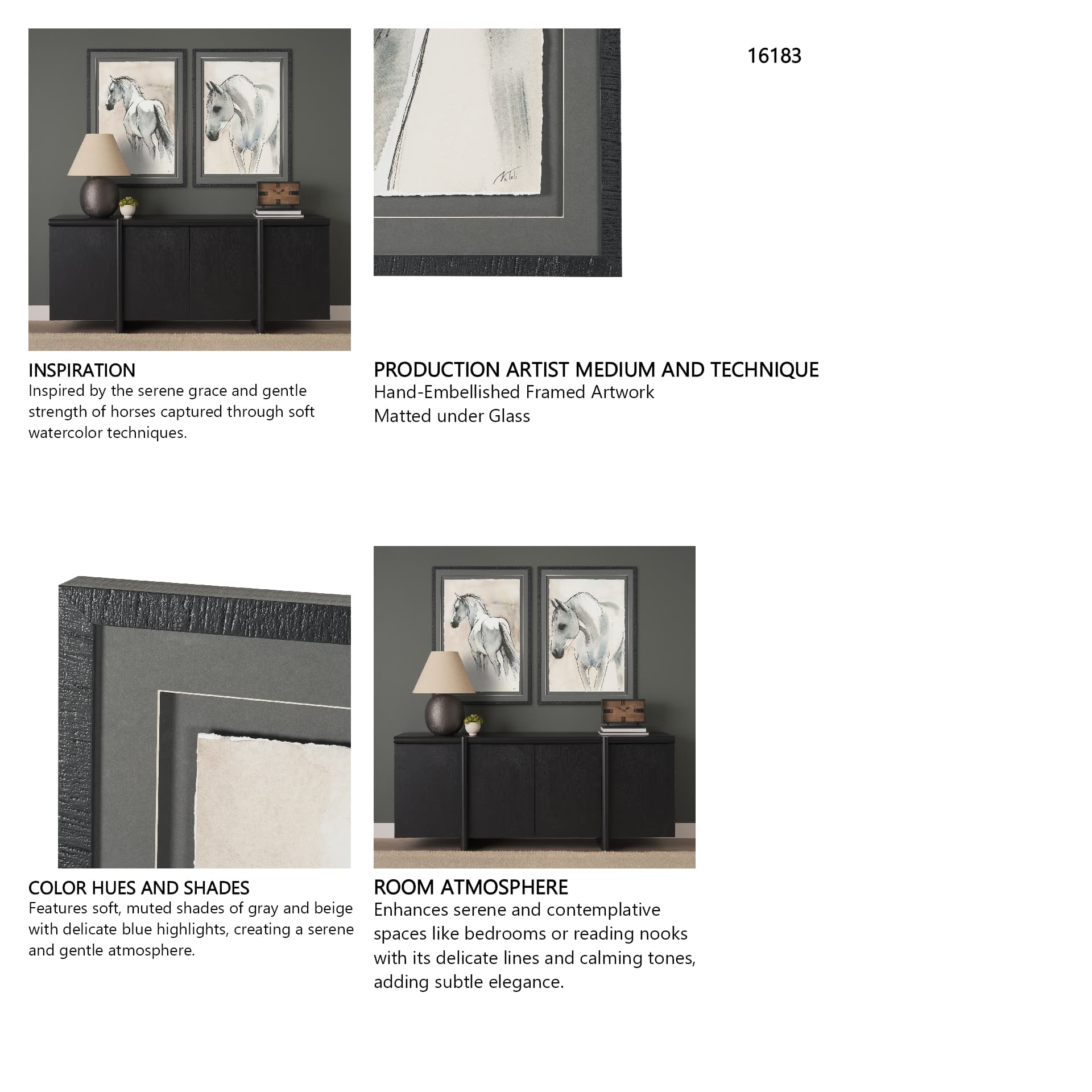 Elegant Beauties II by Mercana Studio Hand-Embellished Framed Artwork Matted under Glass — in a styled room