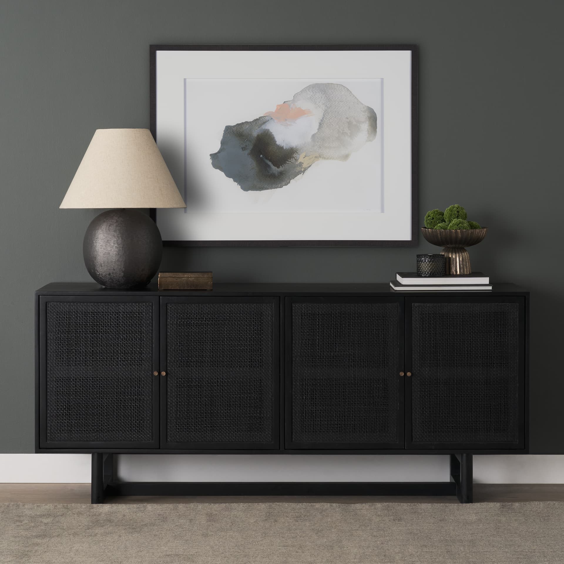 Being Present I by Ira Havuka a Framed Art Print Matted under Glass — in a styled room