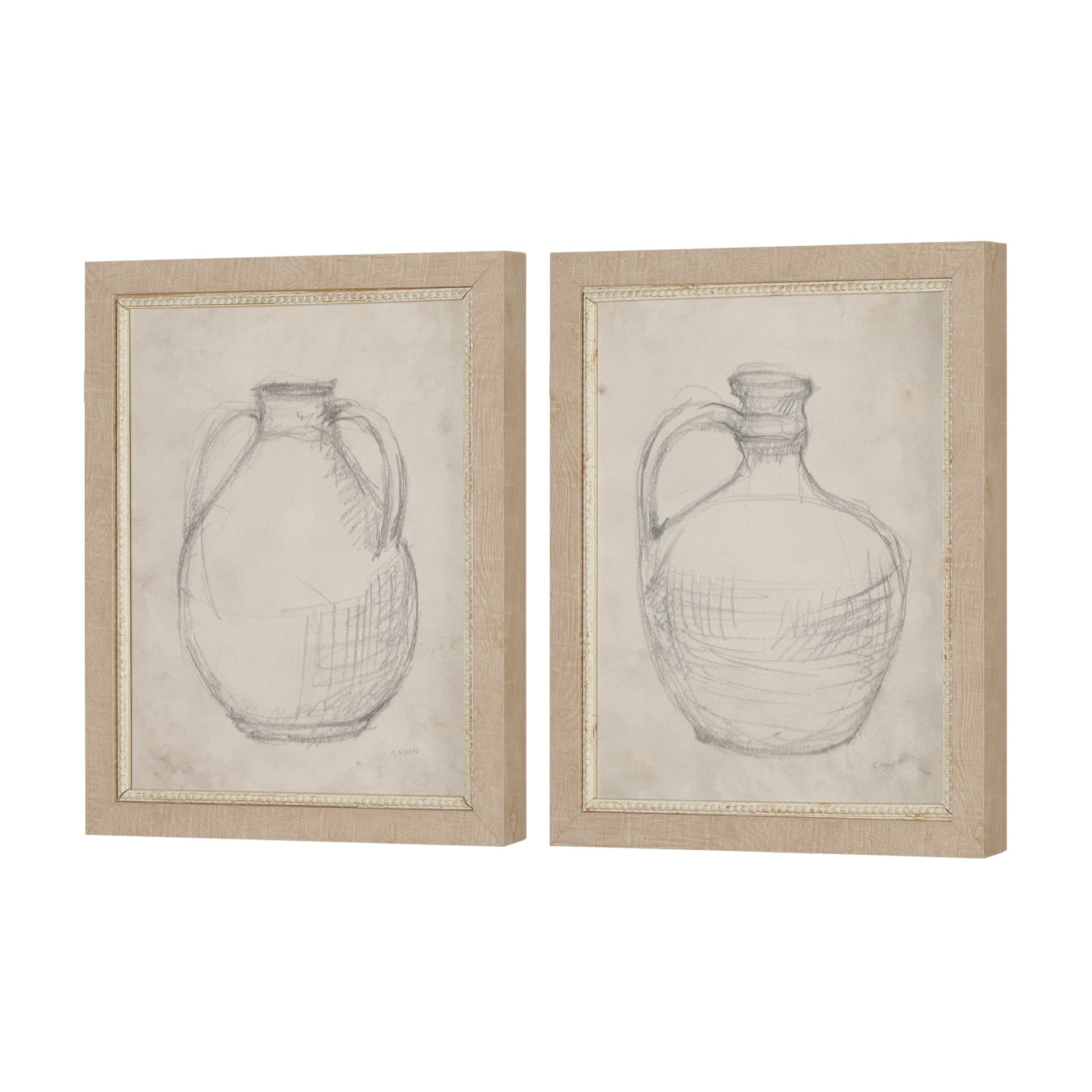 Handled Jug Sketch (Set of 2) by Mercana Studio a Hand Embellished Framed Art Print — product photograph