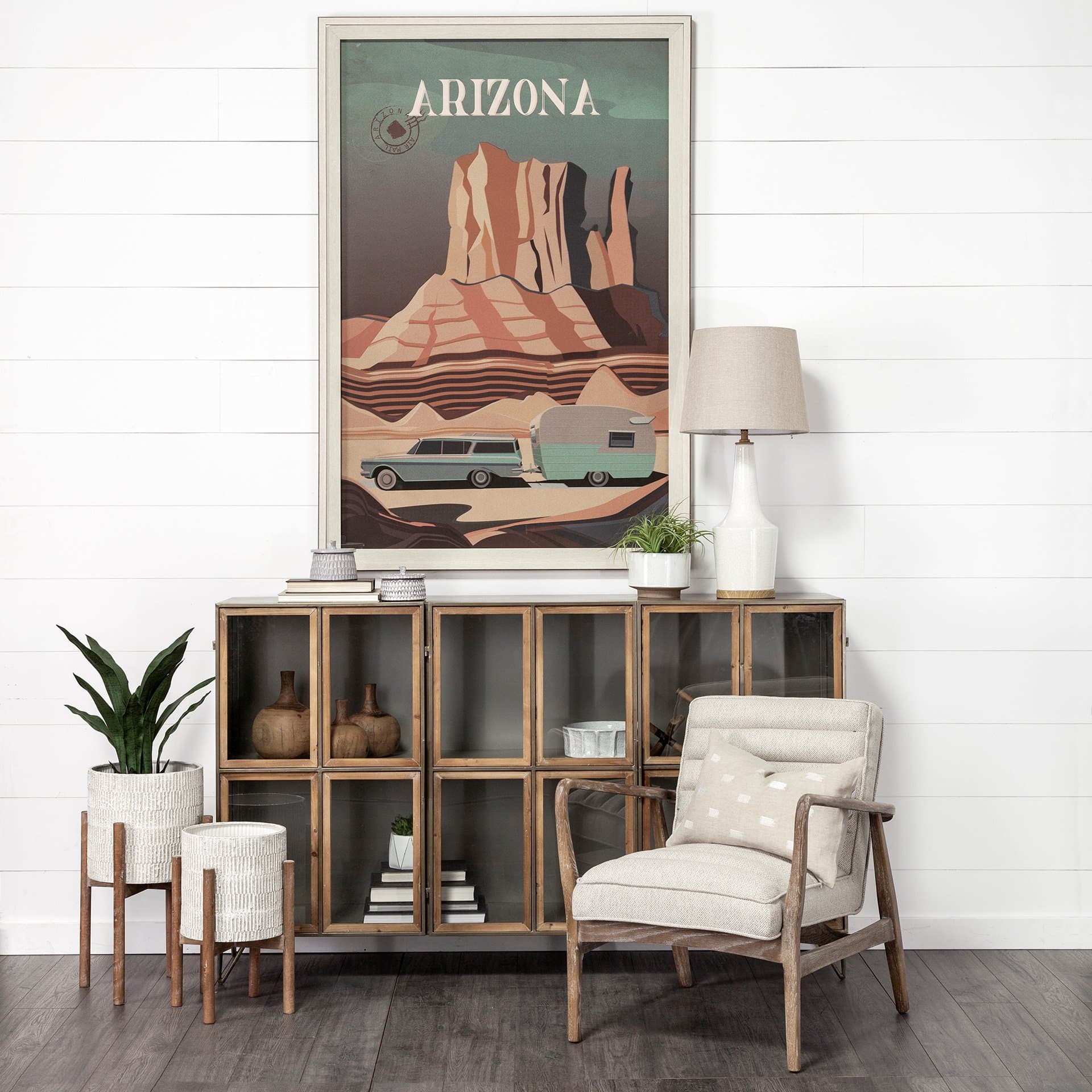 Ajax II Cream Fabric W/ Brown Wooden Frame Accent Chair — product photograph