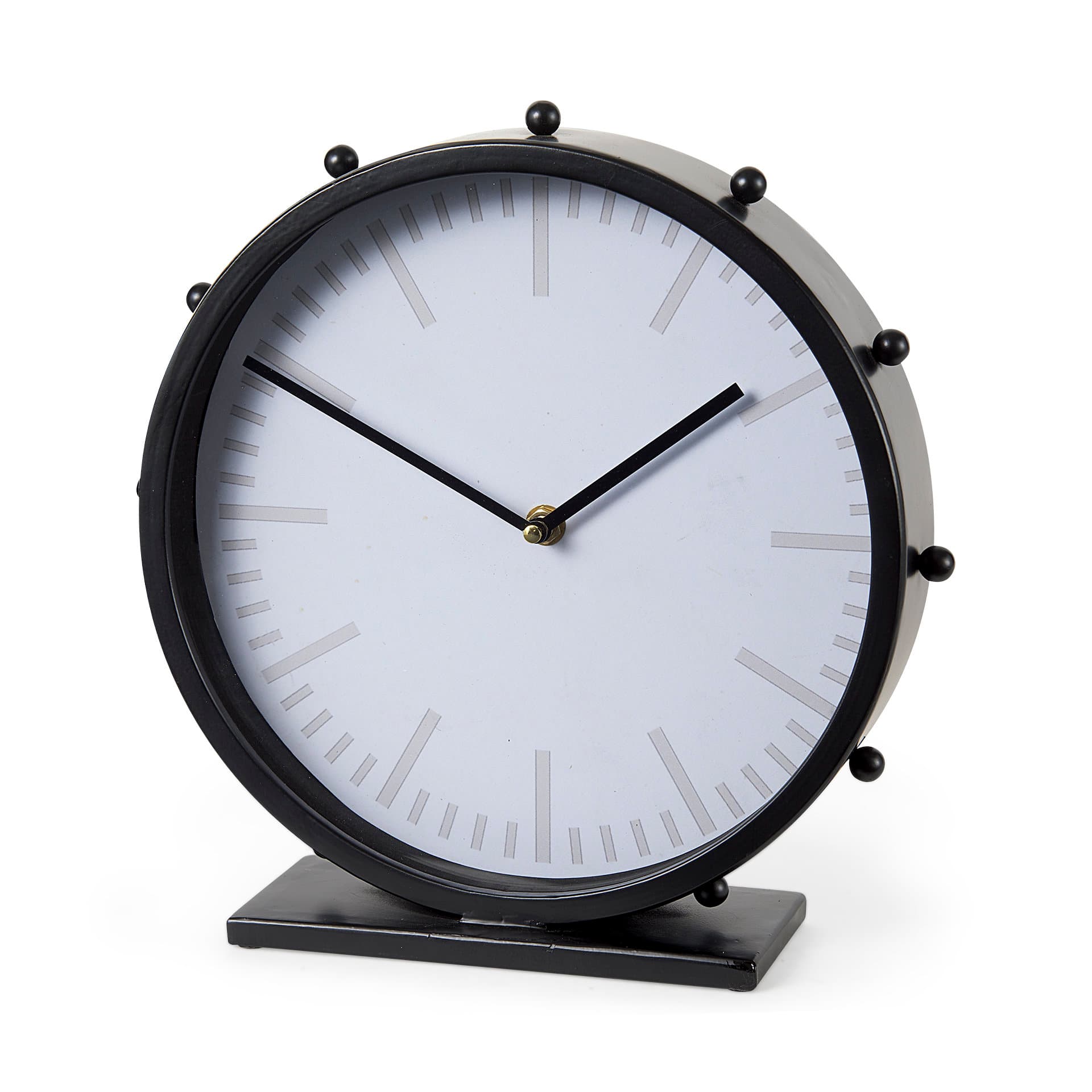 Marian 11.0L x 3.1W x 11.0H Black Studded Round Table Clock — product photograph