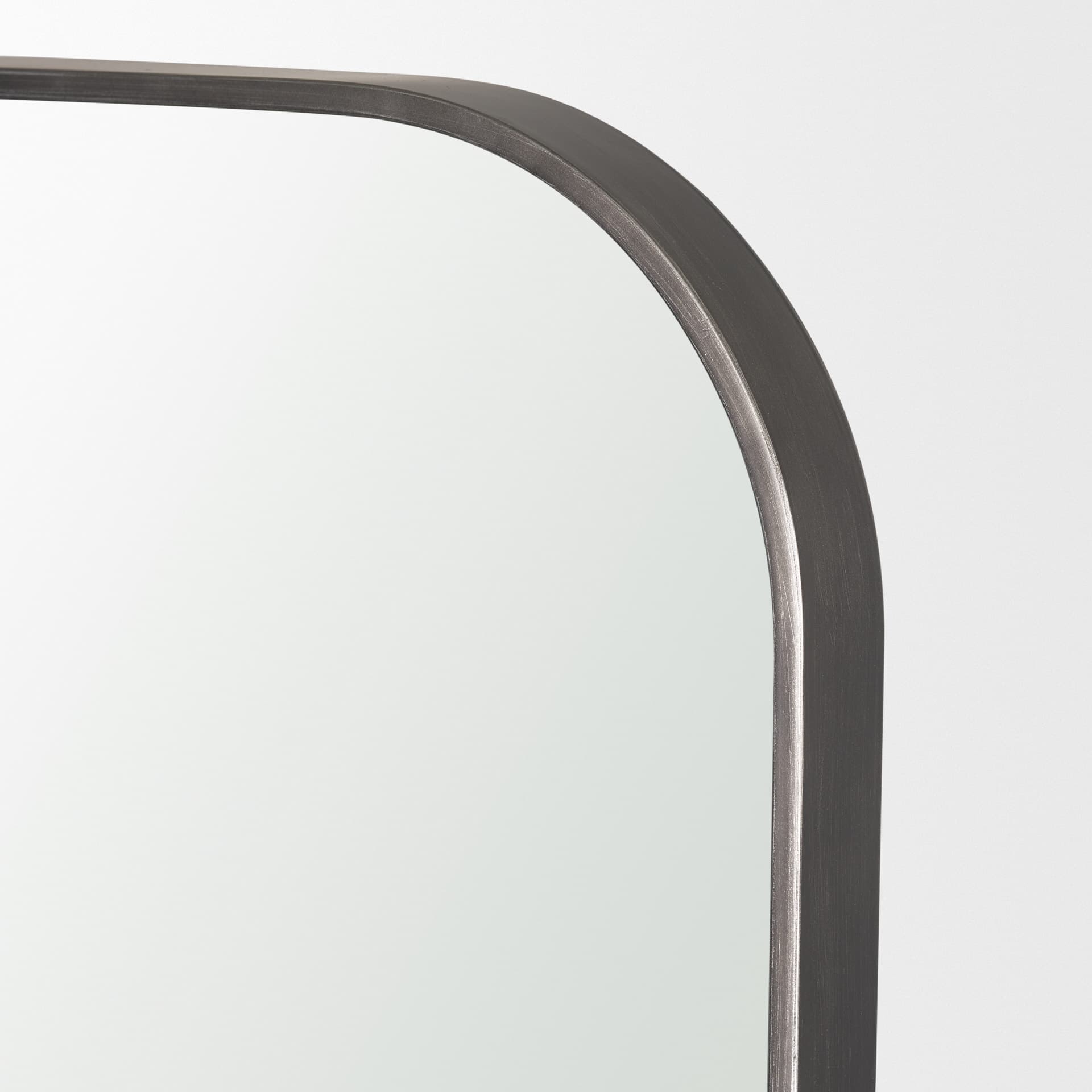 Tamira Tall Brushed Gunmetal Metal Arched Mirror — product photograph