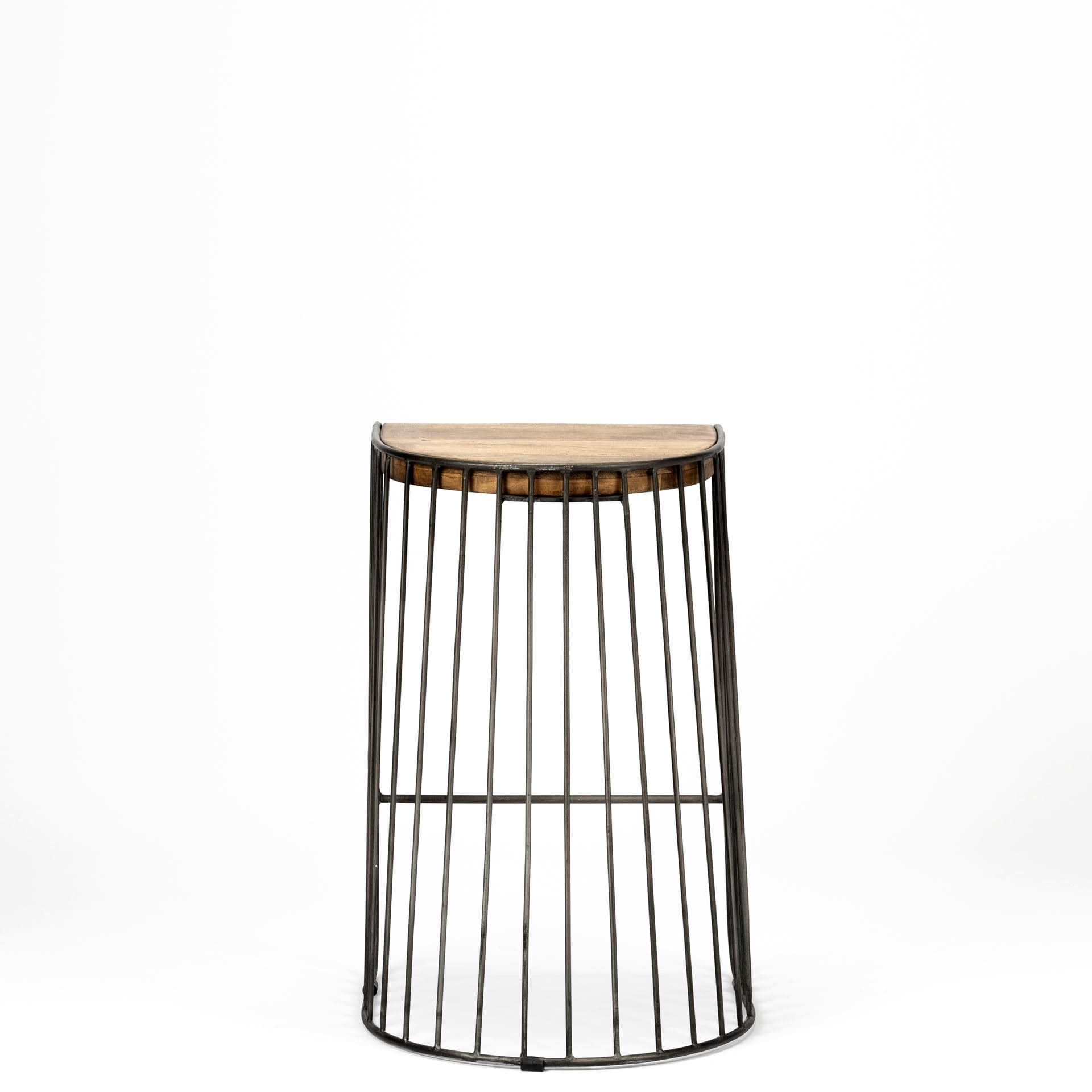 Seagram Backless 25.6in Seat Counter Stool | Brown Wood w/ Black Metal — product photograph