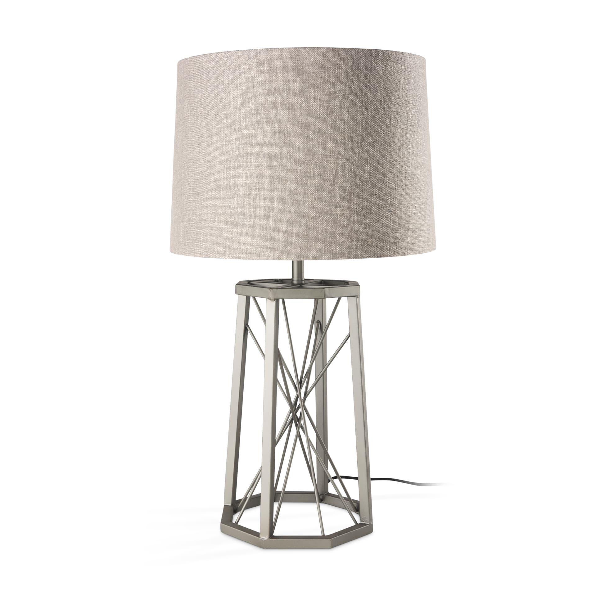 Raen (28.5"H) Gray Metal Octagonal Base w/Beige Shade Table Lamp — product photograph