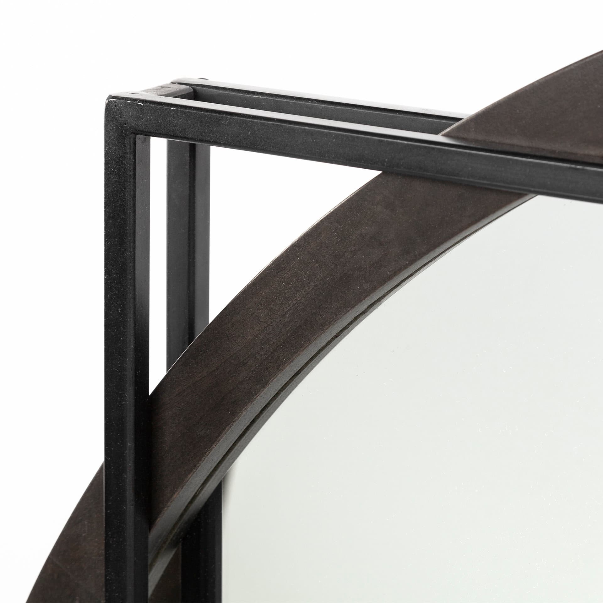 Norbert 46" Round-Square Black Wood/Metal Frame Mirror — product photograph