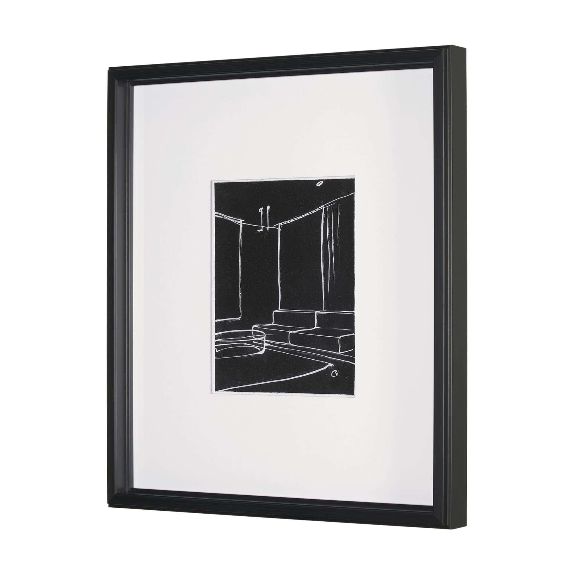 Interior Sketch I by Mercana Studio a Hand Embellished Framed Art Print Matted under Glass — product photograph