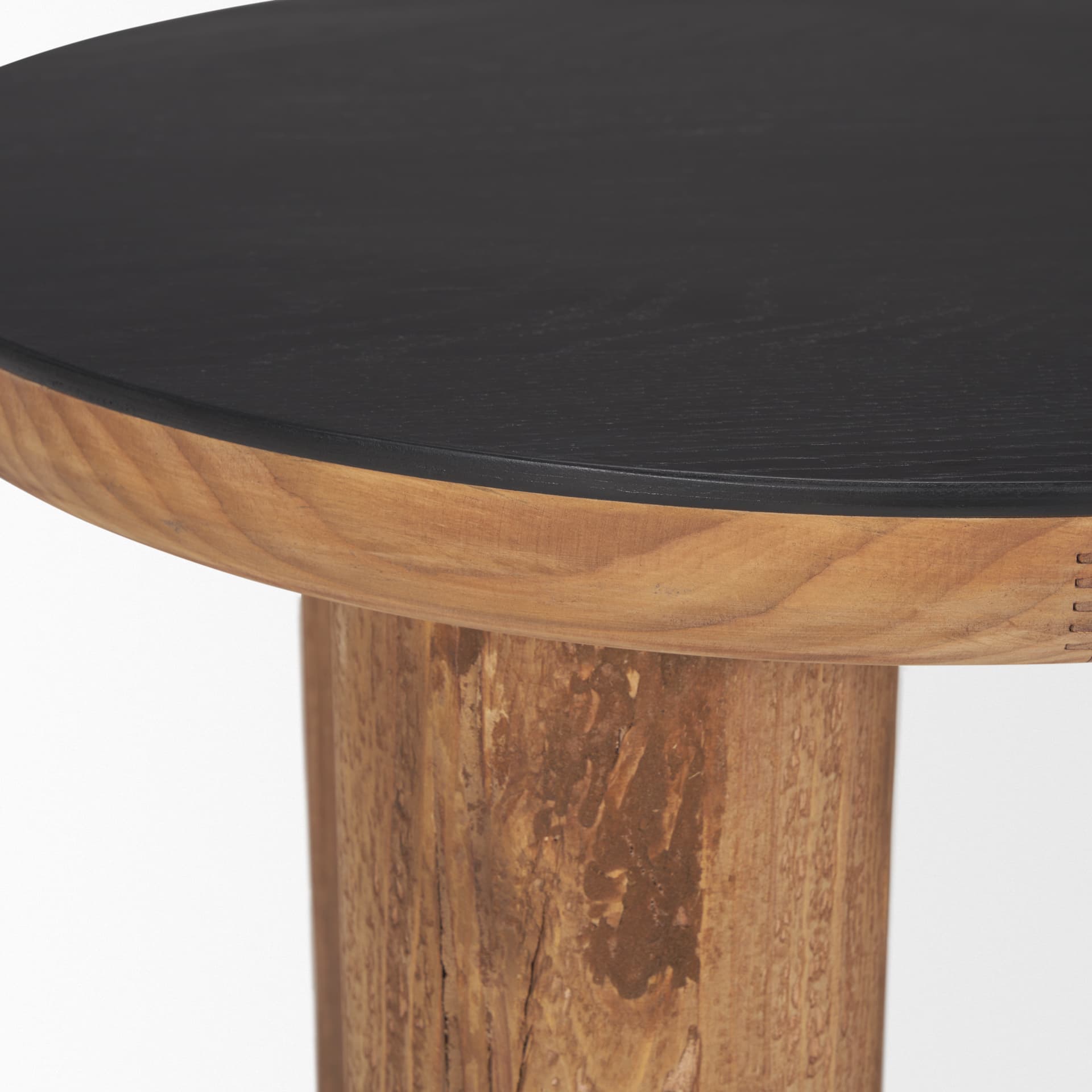 Tucson Natural Wood w/ Round Black Oak Top Side Table — product photograph