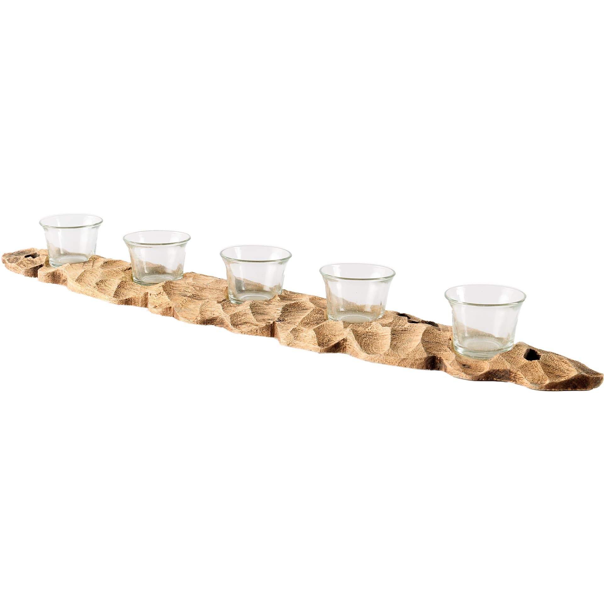 Yerba Reclaimed Mango Wood Five Tealight Table Candle Holder — product photograph