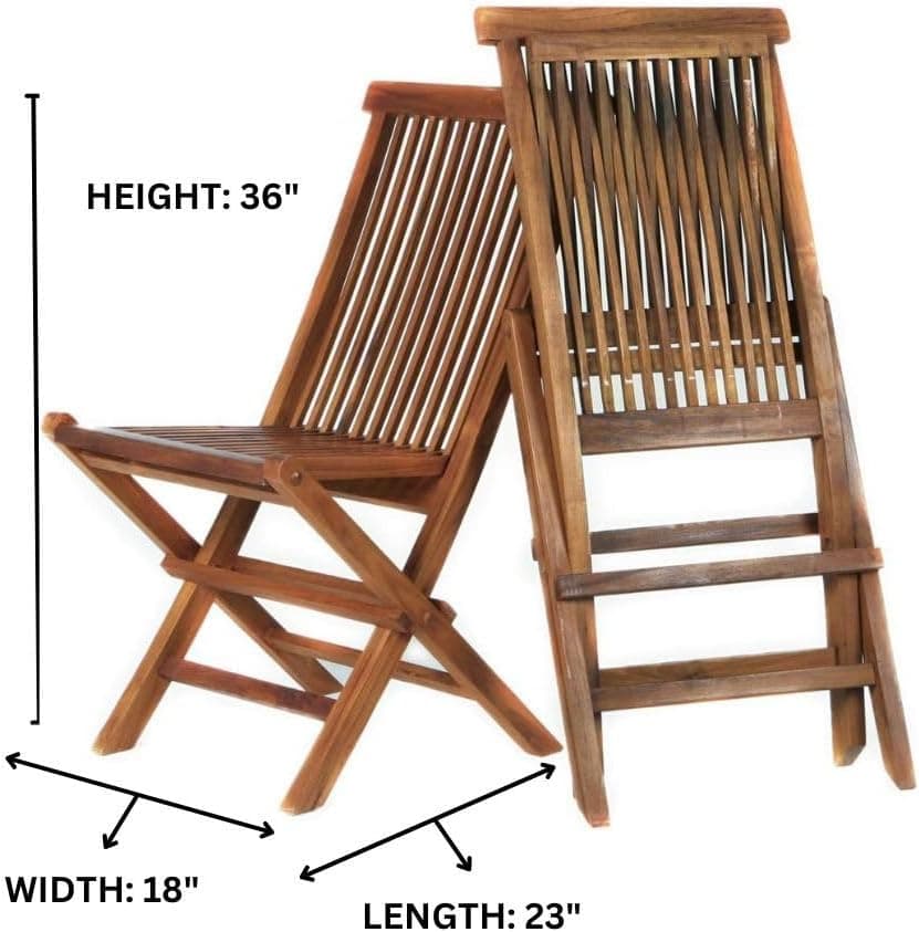 3-Piece Teak Bistro Table & Folding Chair Set — product photograph
