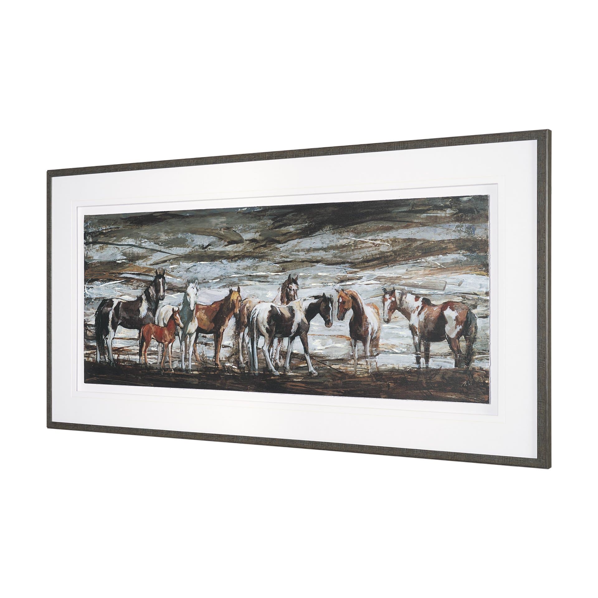 Equine Echoes III by Mercana Studio Hand Embelished Textured Framed Artwork Matted under Glass — product photograph
