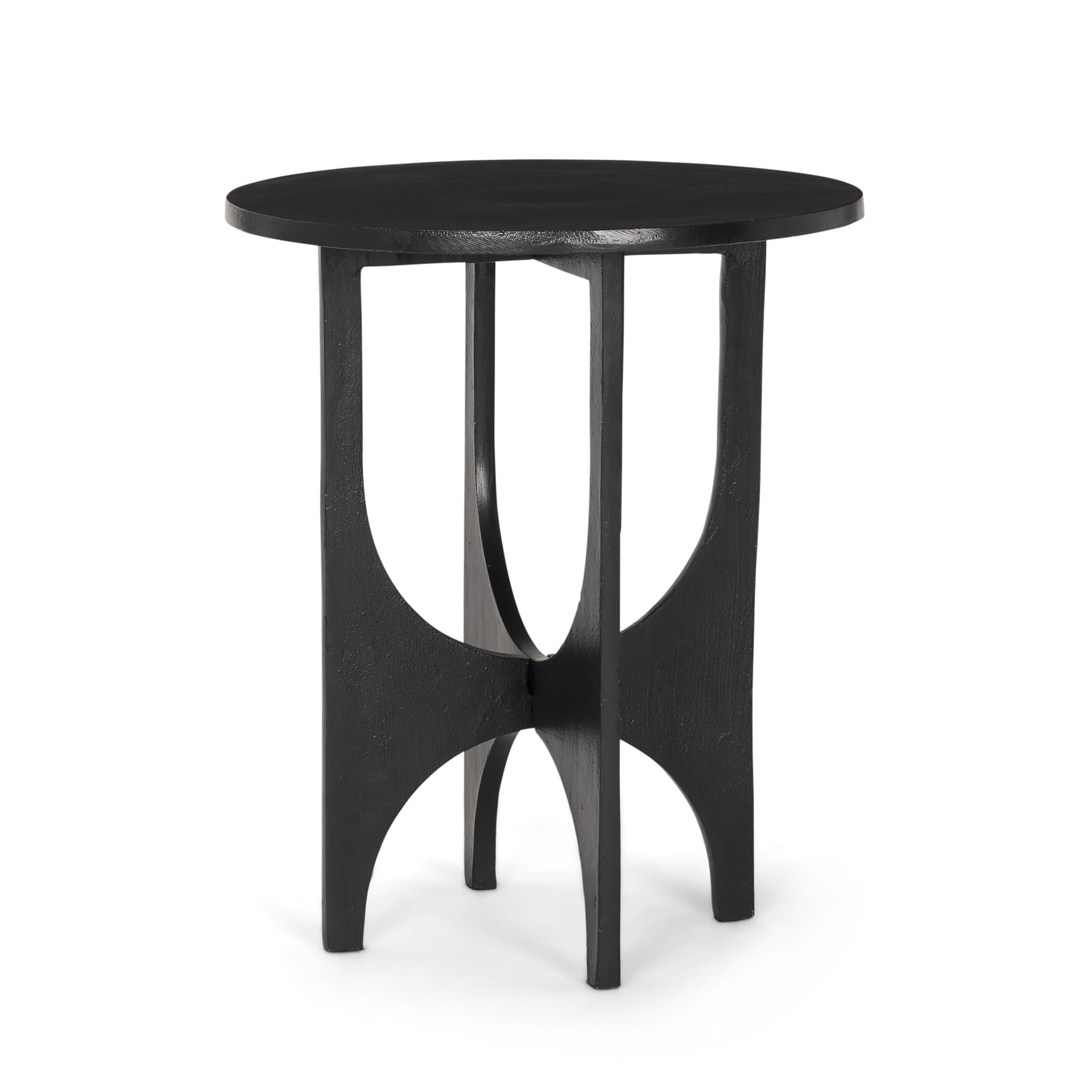 Sobi Textured Matte Black Round Metal Accent Table — product photograph