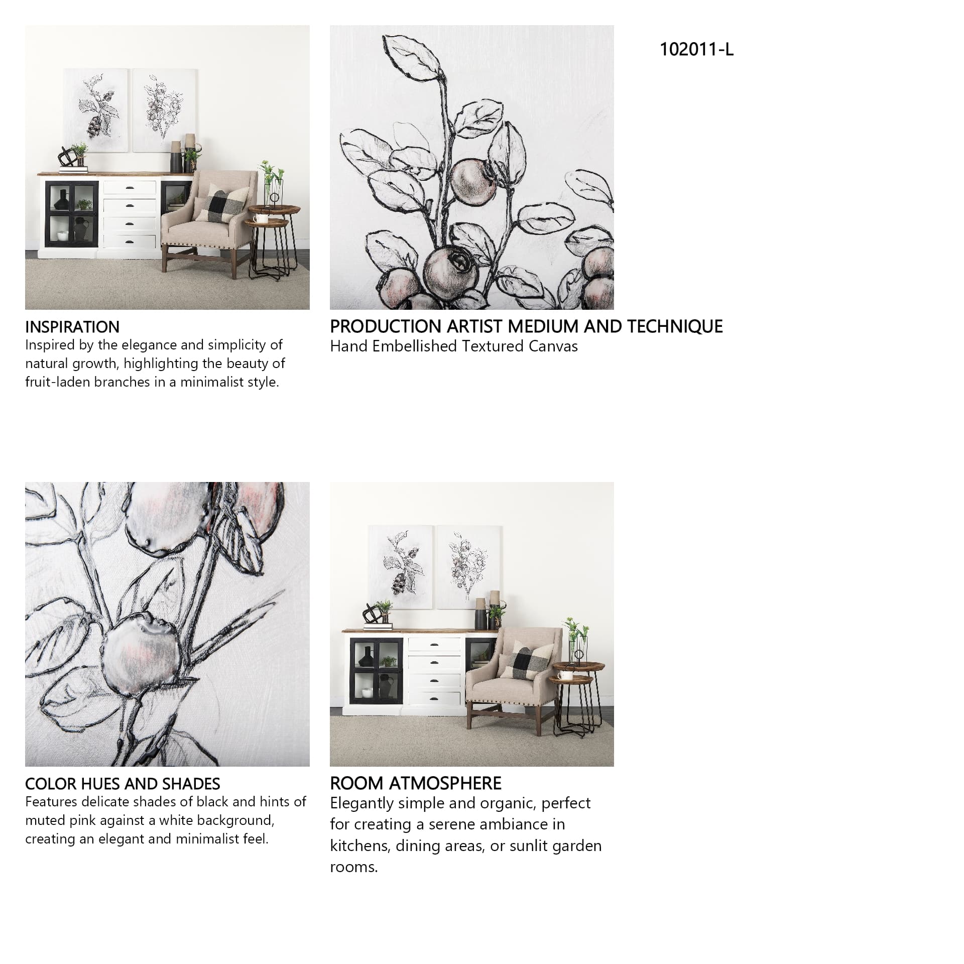 Wildberry Collection Hucklberry by Ariana a Hand Embellished Textured Canvas — in a styled room