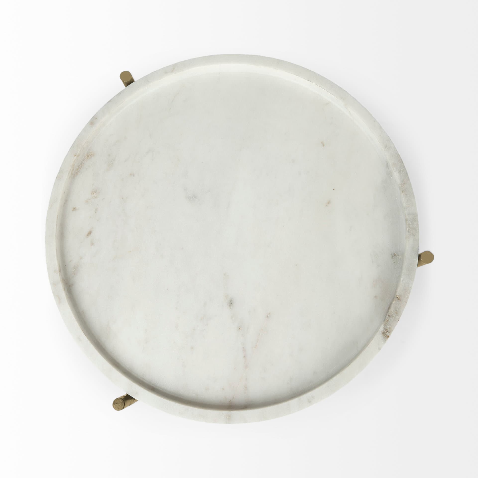 Stella 17L x 17W White Round Marble Top W/Gold Base Accent Table — product photograph