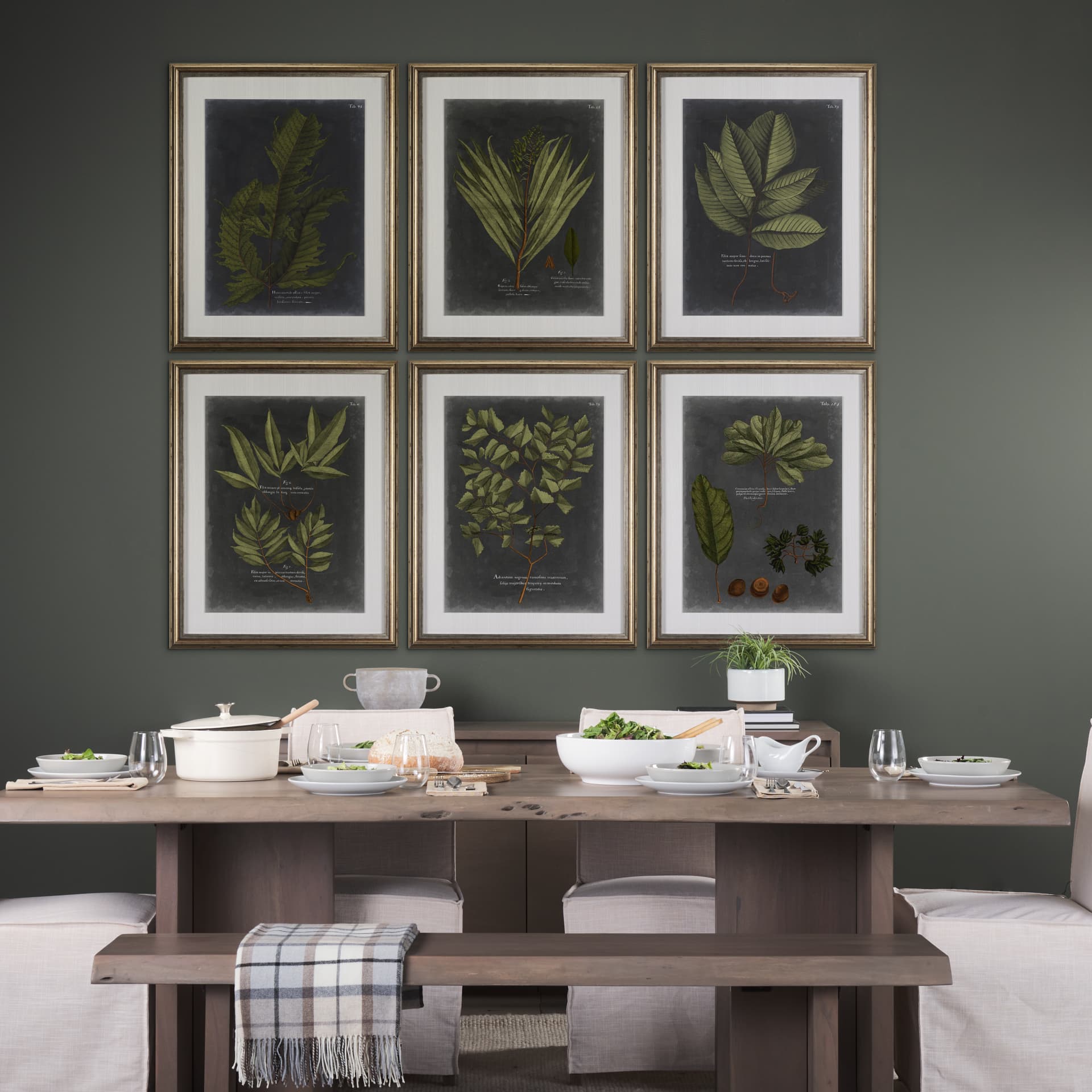 Foliage Dramatique VI by Vision Studio Hand Embellished Textured Framed Art Print Matted under Glass — in a styled room