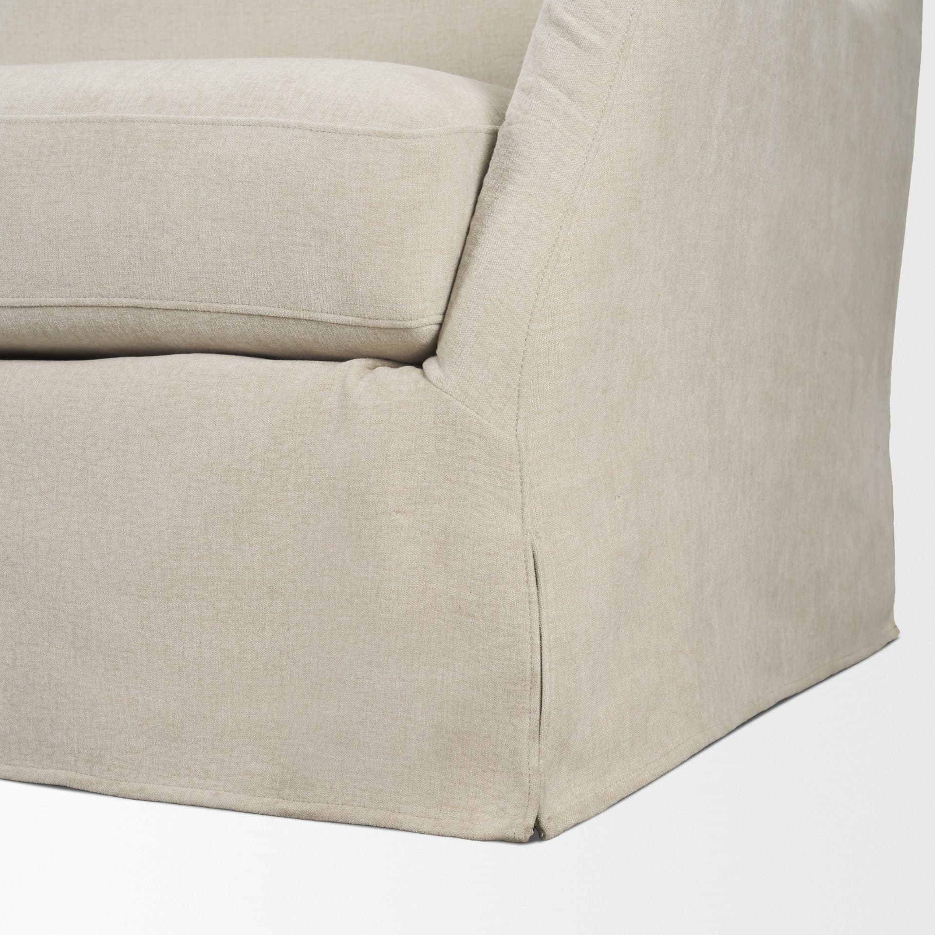 Ellington Slipcovered Slope Arm Sofa | 3 Seater | Cream Fabric — product photograph