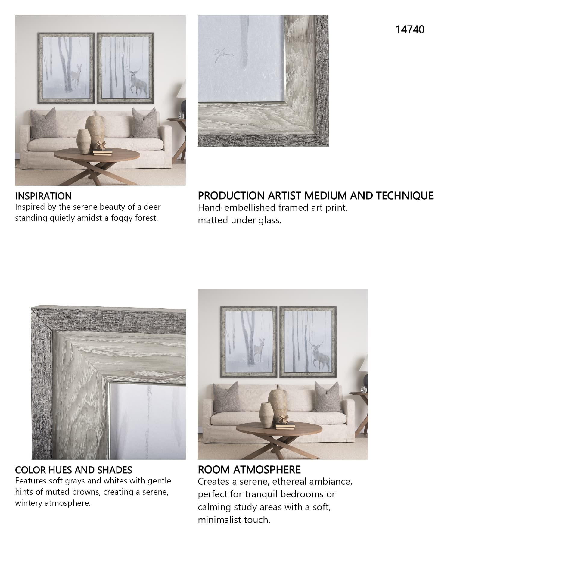 A Winter Day in Forest I by Mercana Studio Hand Embellished Framed Art Print Matted under Glass — in a styled room