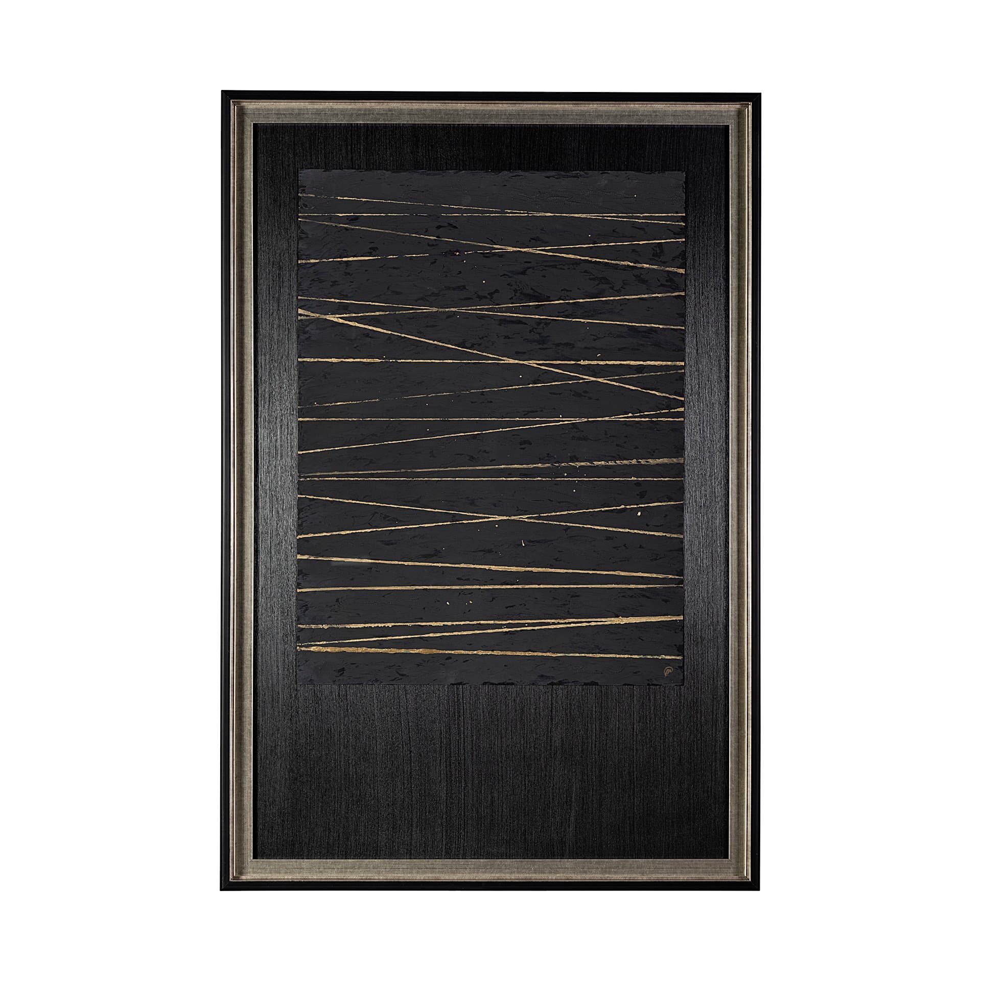 OM-Gold Lines by Studio M a handmade Original Framed Artwork under Glass — product photograph