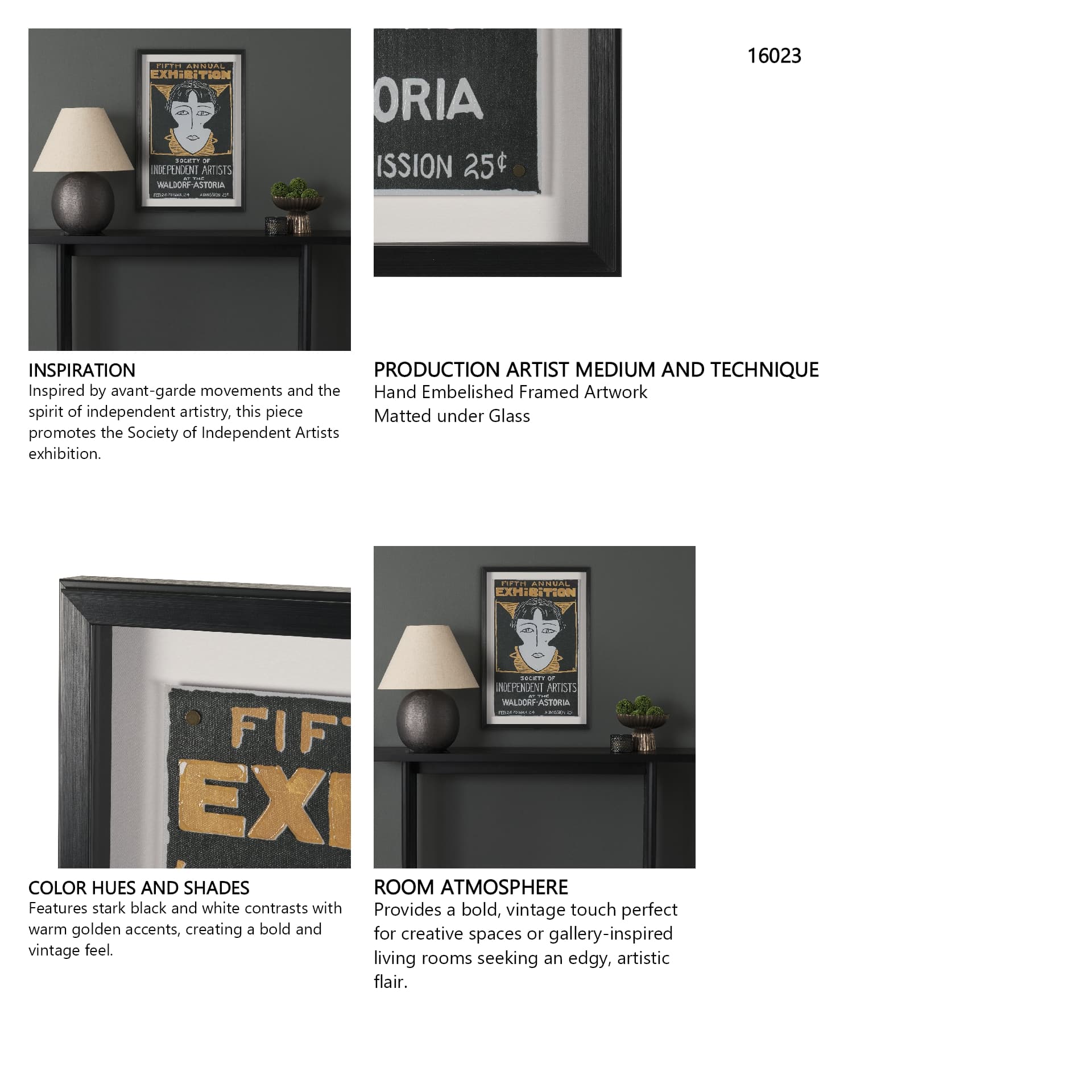 Ephemera Independent by The Vintage Collection Hand Embelished Text Frame Artwork Matted under Glass — in a styled room