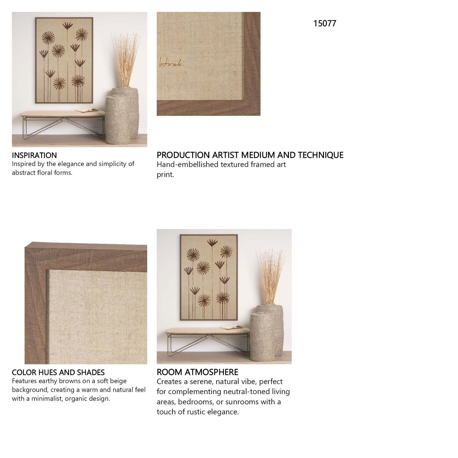 Spark II (Tan) by Mercana Studio a Hand Embellished Textured Framed Art Print — in a styled room