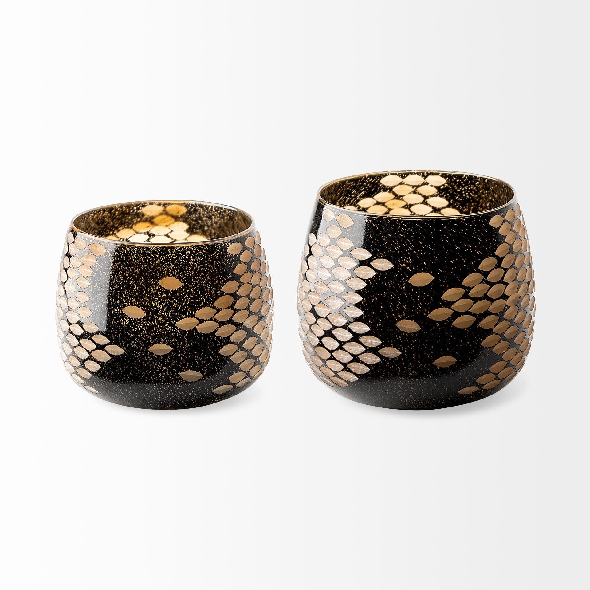Mojave Small Black and Gold Detail Glass Vase — product photograph