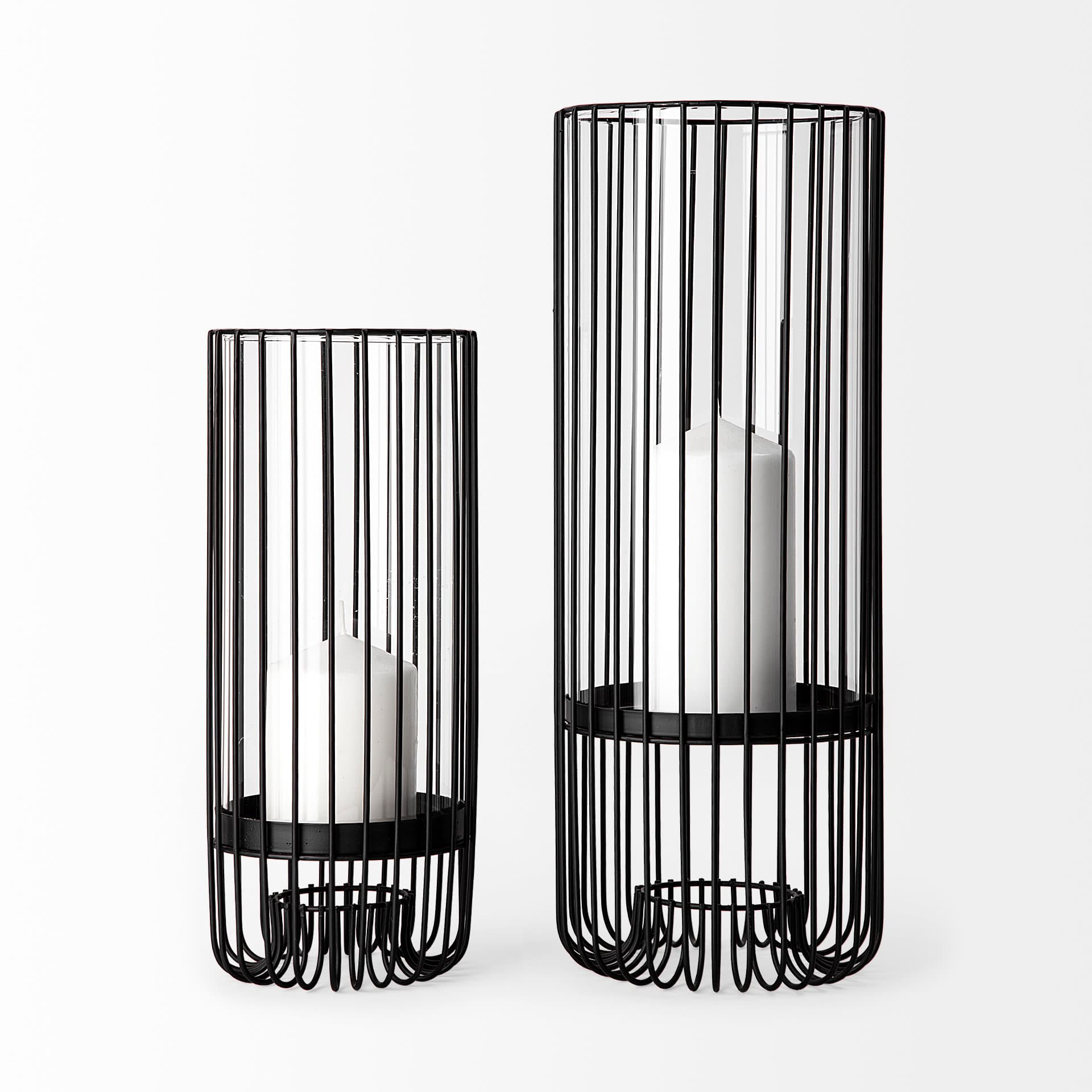 Velo II Large Black Metal Cylindrical Table Candle Holder — product photograph