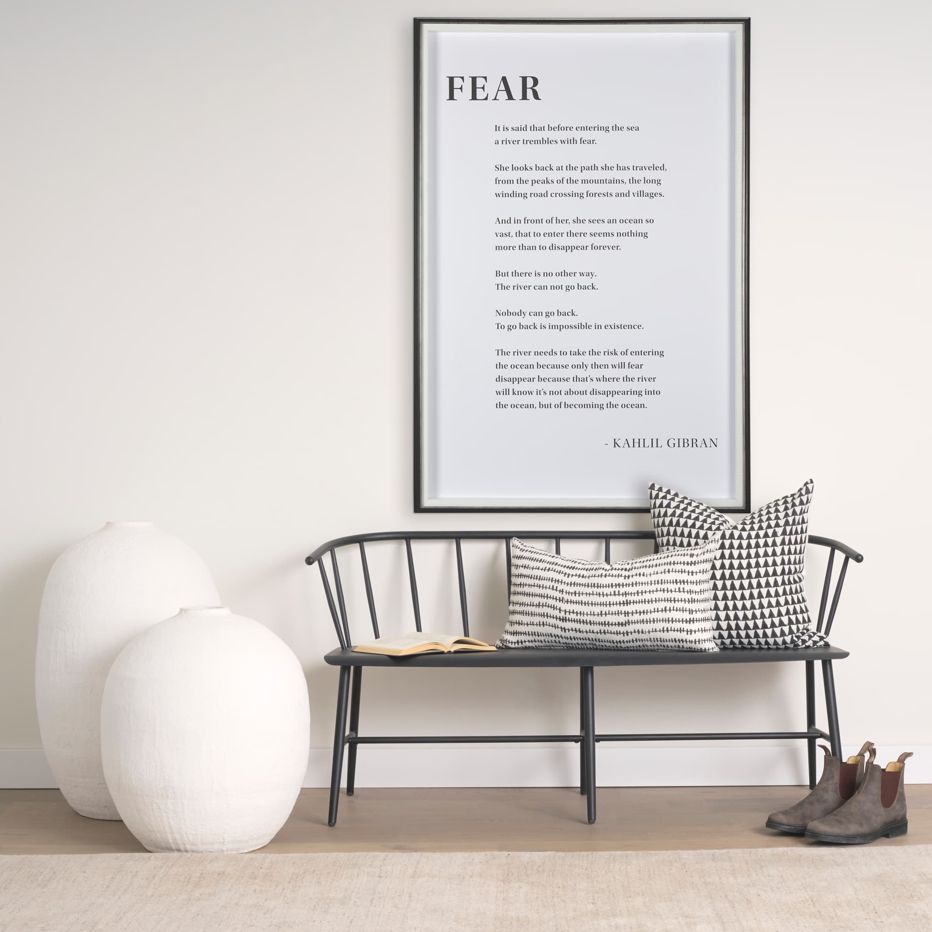 Fear by Mercana Studio a Hand Embellished Textured Framed Art Photograph Matted under Glass — in a styled room