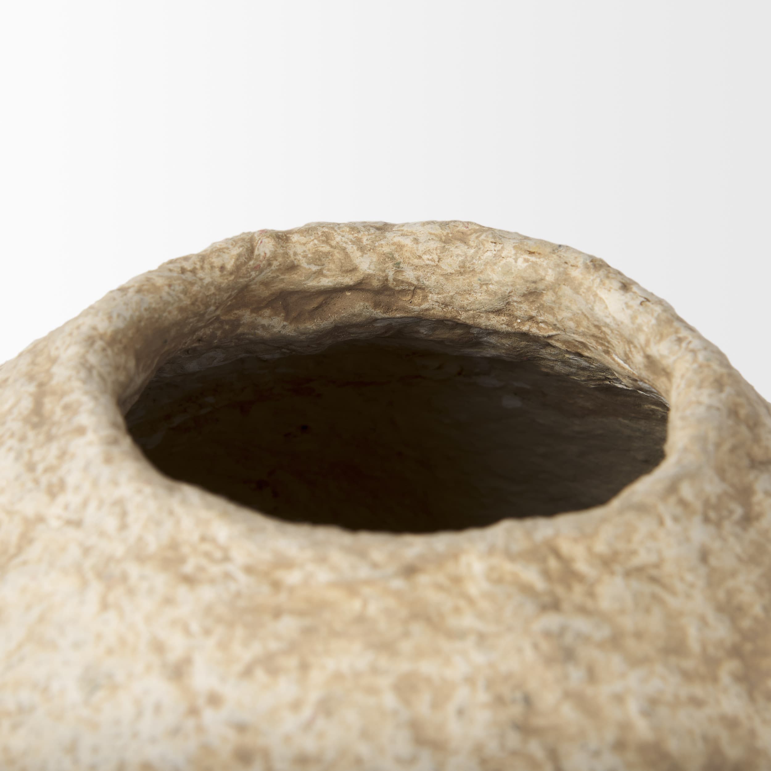 Ritu Small Beige Paper Mache Pot Vase — product photograph