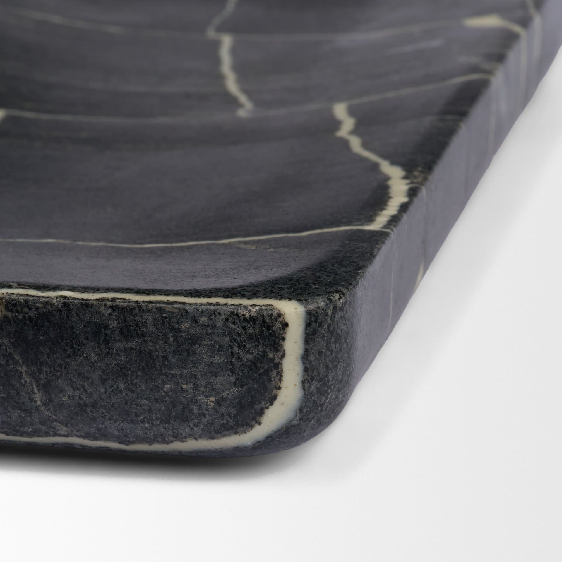Tratto Rectangular Black Marble Tray — product photograph